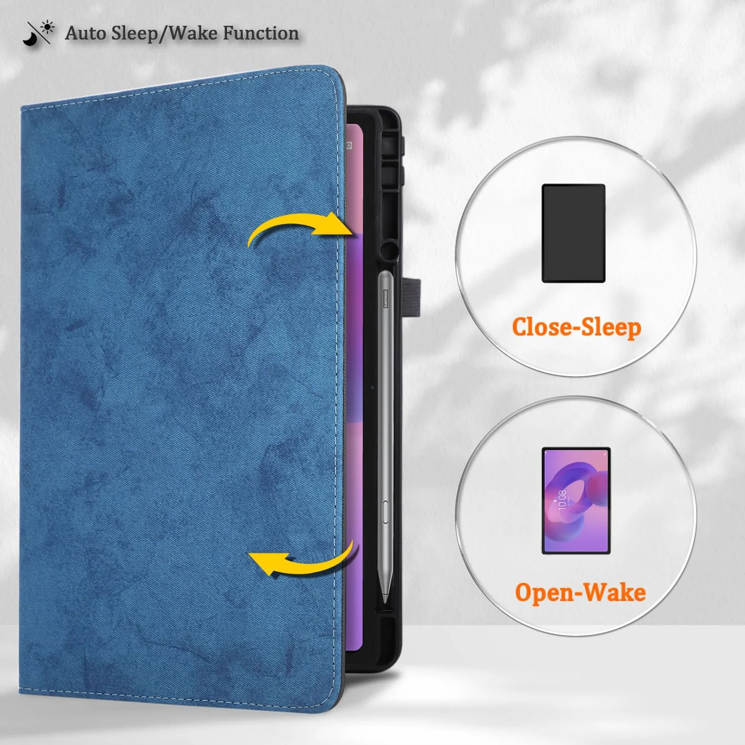 Custodia per Coque pour Lenovo Idea Tab Plus 12.1 pollici TB361FU/ZU Tablet, TPU Cover con Auto Sveglia/Sonno,Blu