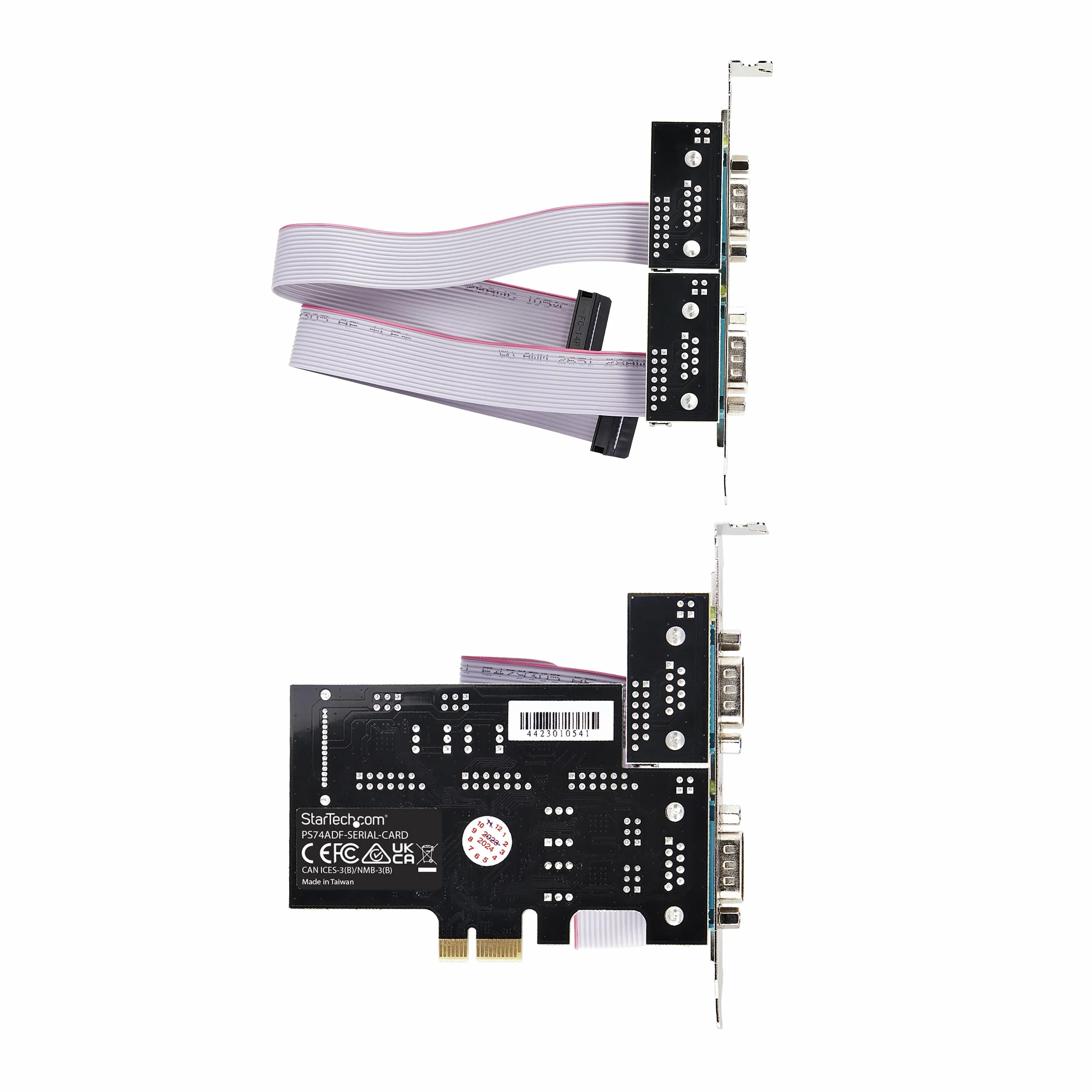 StarTech.com Scheda seriale PCIe a 4 porte, scheda seriale PCI Express a RS232/RS422/RS485 DB9, staffe standard/basso profilo, UART 16C1050, protezione ESD, Windows/Linux (PS74ADF-SERIAL-CARD)