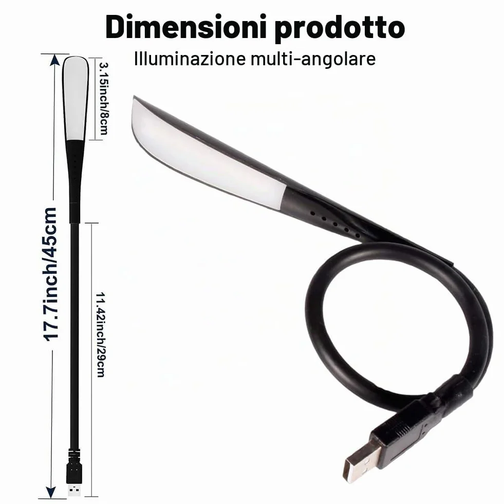 Lampada USB Per PC, Lampada USB Per PC Portatile, Lampada LED USB Per Tastiera Computer, Lampada Da Lettura Per Tastiera Del Computer, Luce USB Regolabile Per Laptop, Luce USB Portatile, Nero