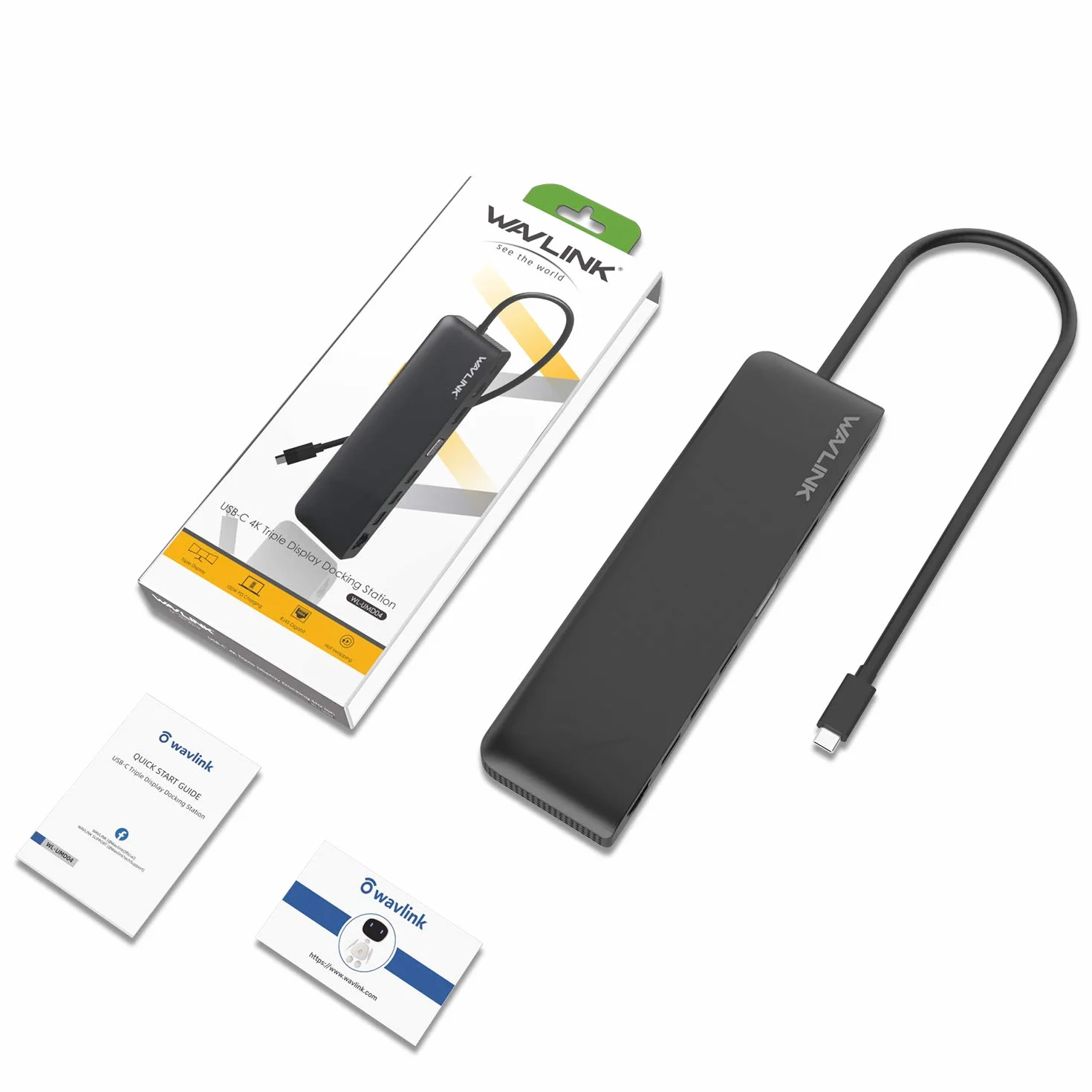 WAVLINK Docking station USB C 3 monitor, docking station con HDMI, DP, VGA, 100W PD, USB3.0&2.0, RJ45, slot SD/TF, audio/microfono, per Lenovo/HP/Dell, ecc. Nero