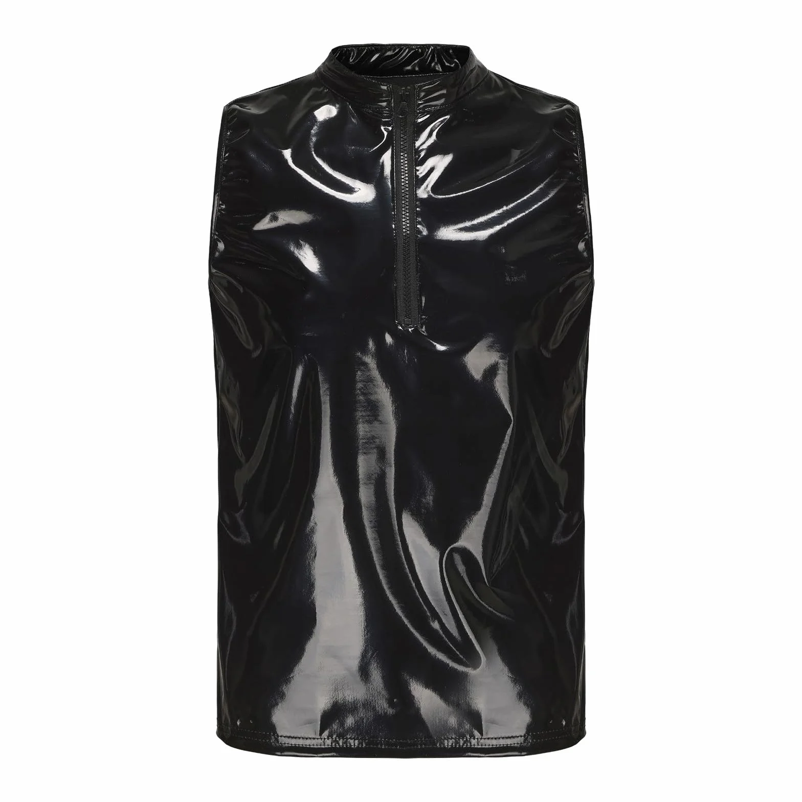 Generisch Top erotico da uomo elastico PU corsetto sexy