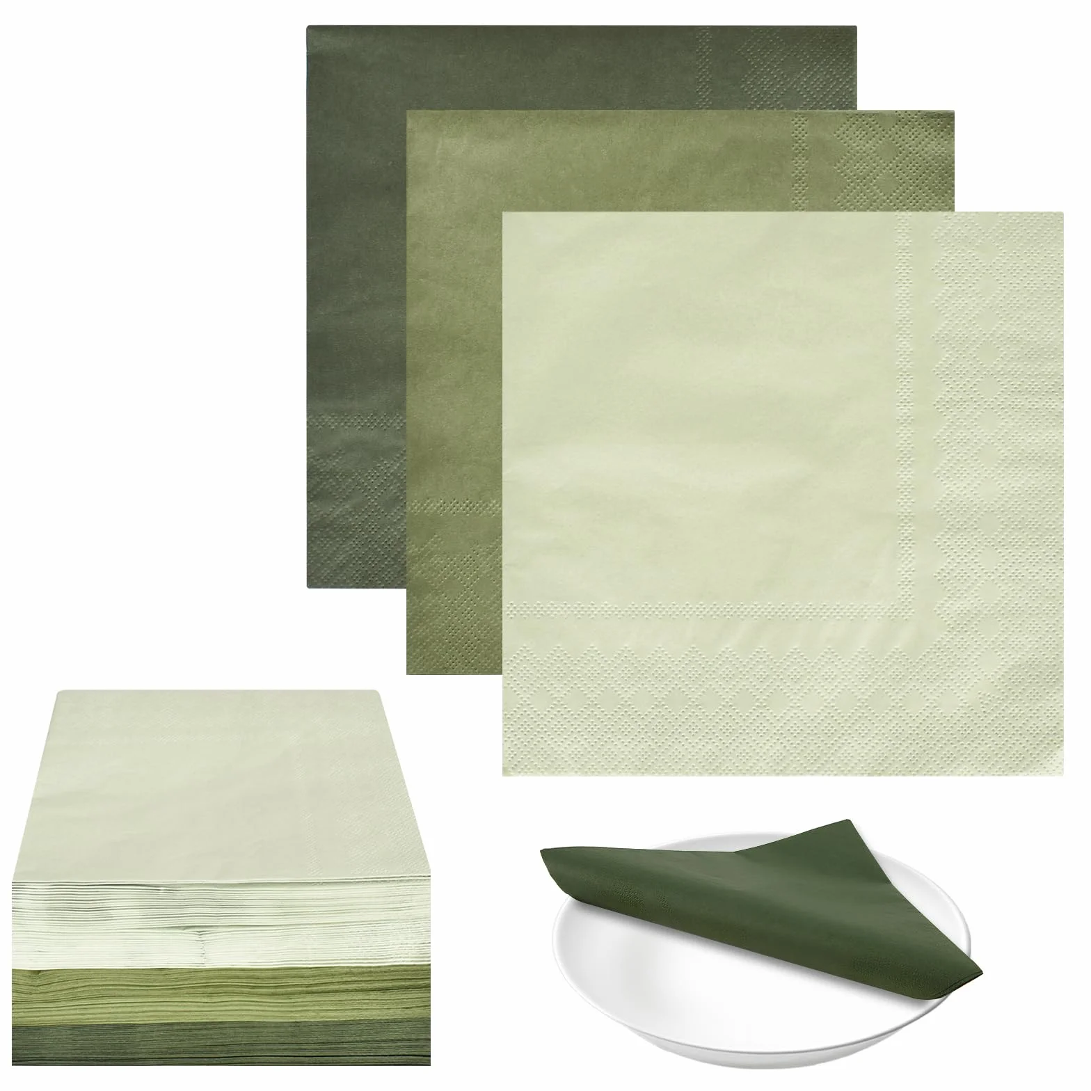 Tovaglioli di carta verde 33 x 33 cm quadrati per feste matrimoni
