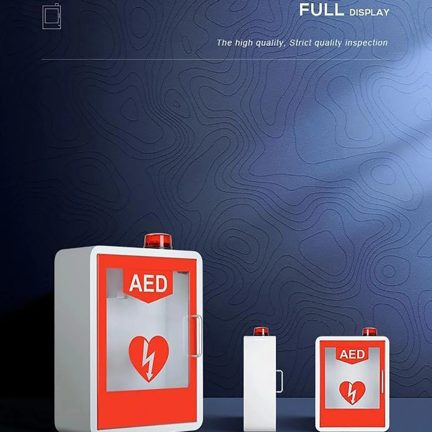 Cassetta DAE Armadietto Stoccaggio Defibrillatore Scatola Allarme Parete Illuminazione Allarme