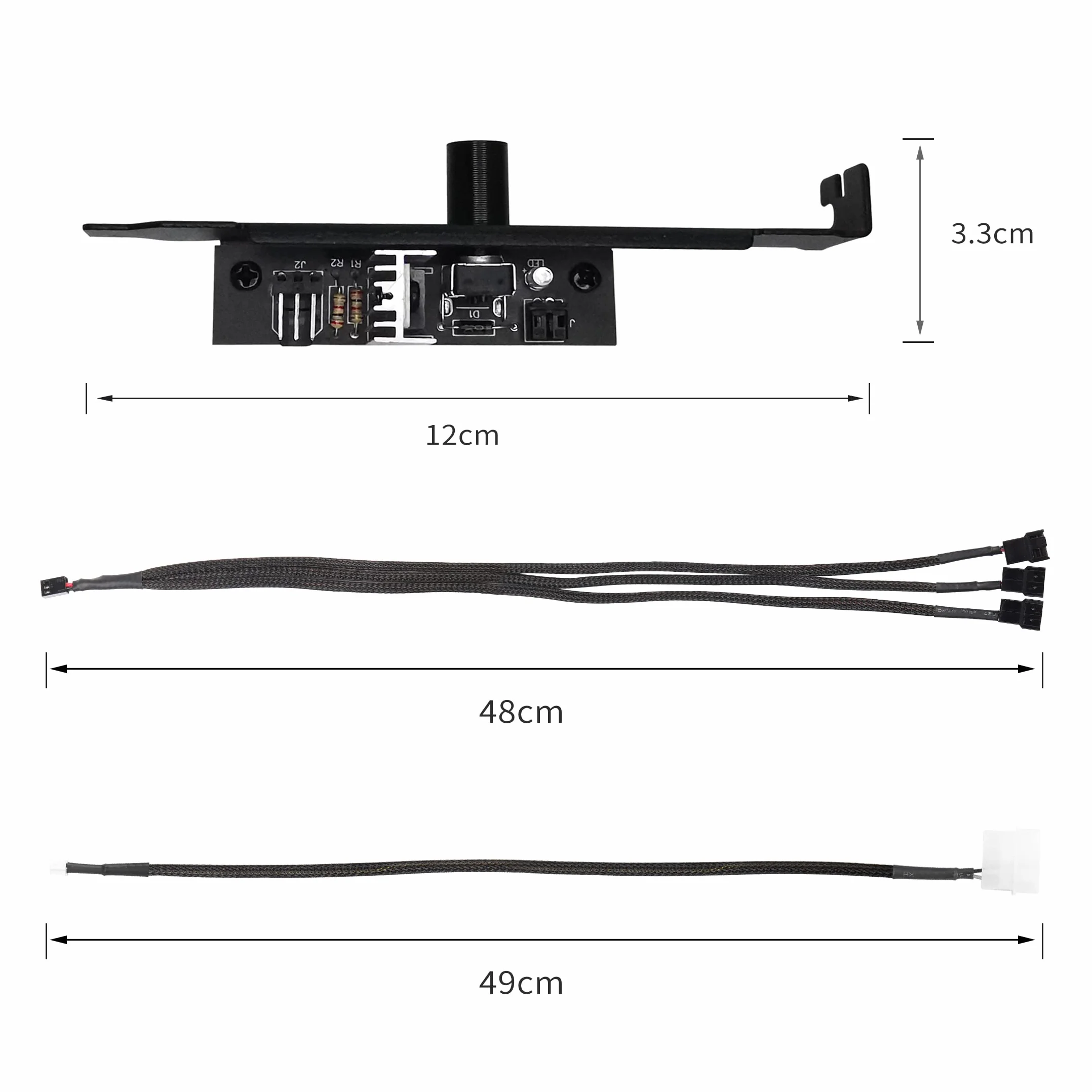 YACSEJAO Hub per ventola di raffreddamento processore 12V 3/4 pin PC 3 canali controllo velocità ventola