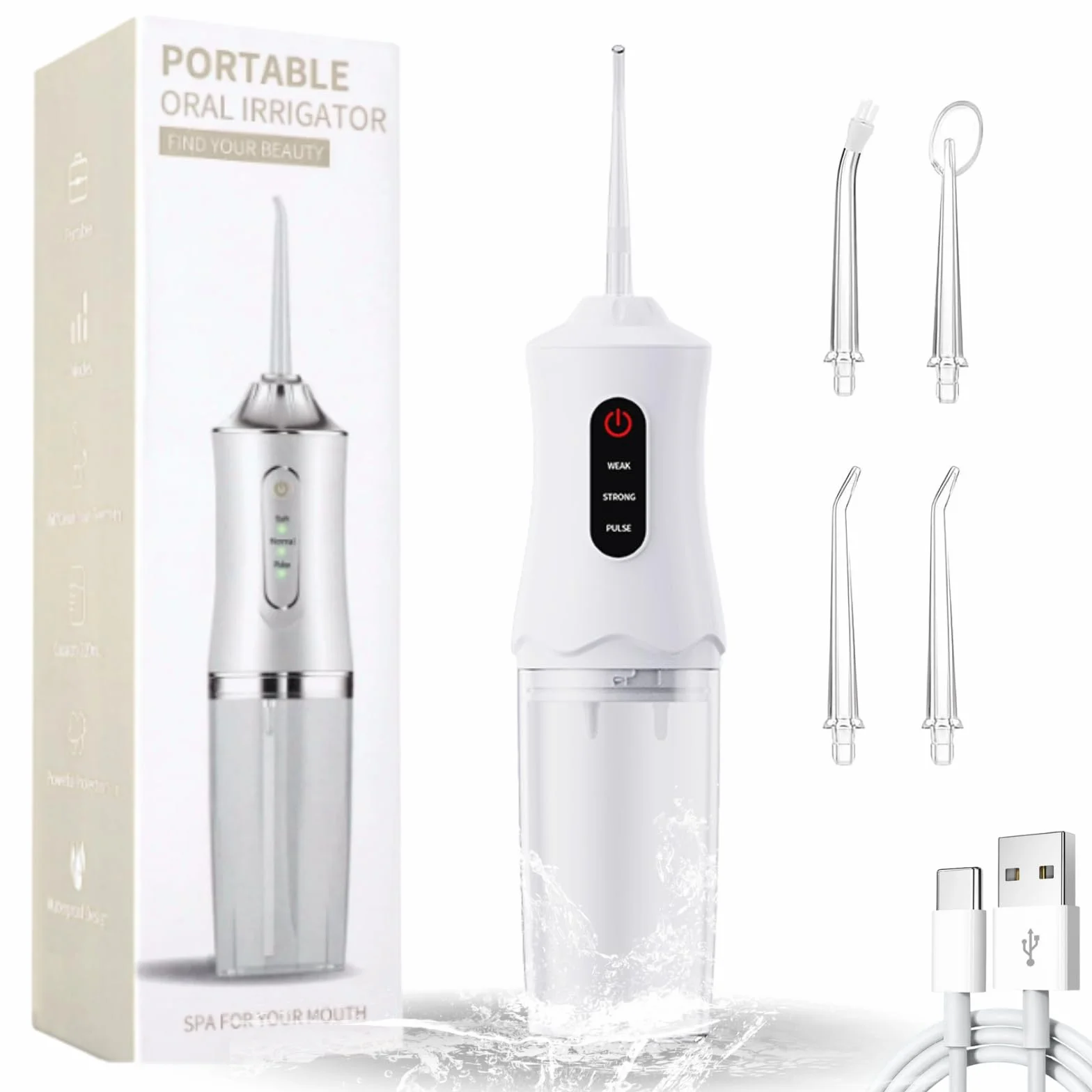 Water Flosser Irrigatore Orale Senza Fili Portatile Idropulsore Dentale 4 Düsen Wasserdicht Wiederaufladbar