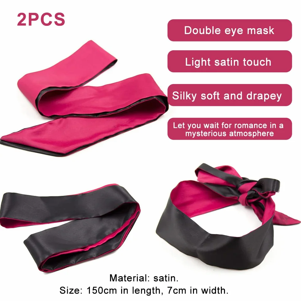 Maschera per Occhi in Raso 2 pezzi Benda Sexy per Dormire Bendati