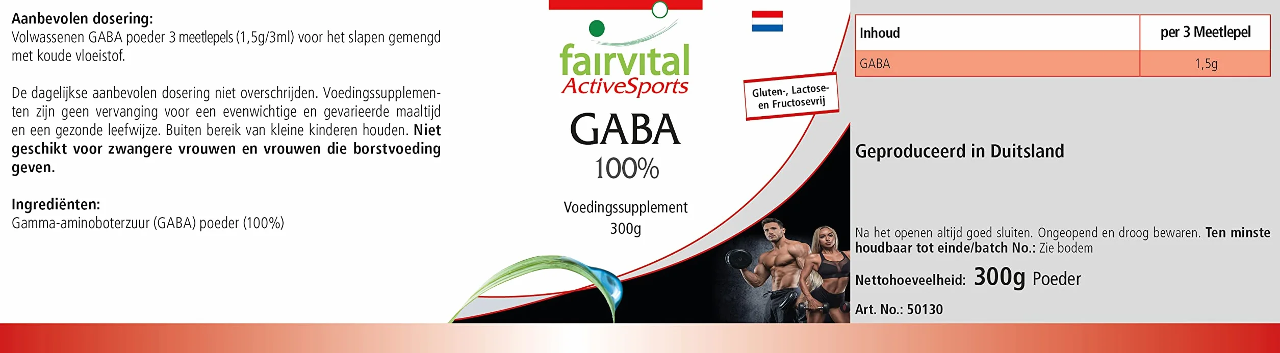 Fairvital GABA in Polvere, Acido Gamma-Aminobutirrico Puro al 100%, 300 g