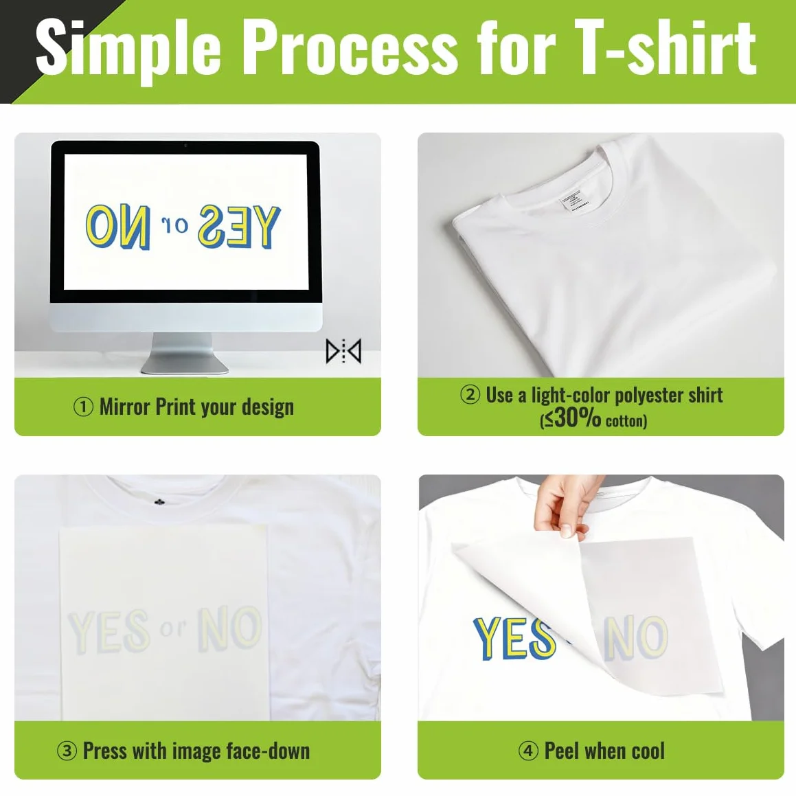 Kamo Carta per sublimazione A4, 210 x 297 mm, 100 fogli, 120 g/m², per cotone, T-shirt, tazze e vetro, compatibile con stampanti per sublimazione EPSON, SAWGRASS, RICOH, BROTHER
