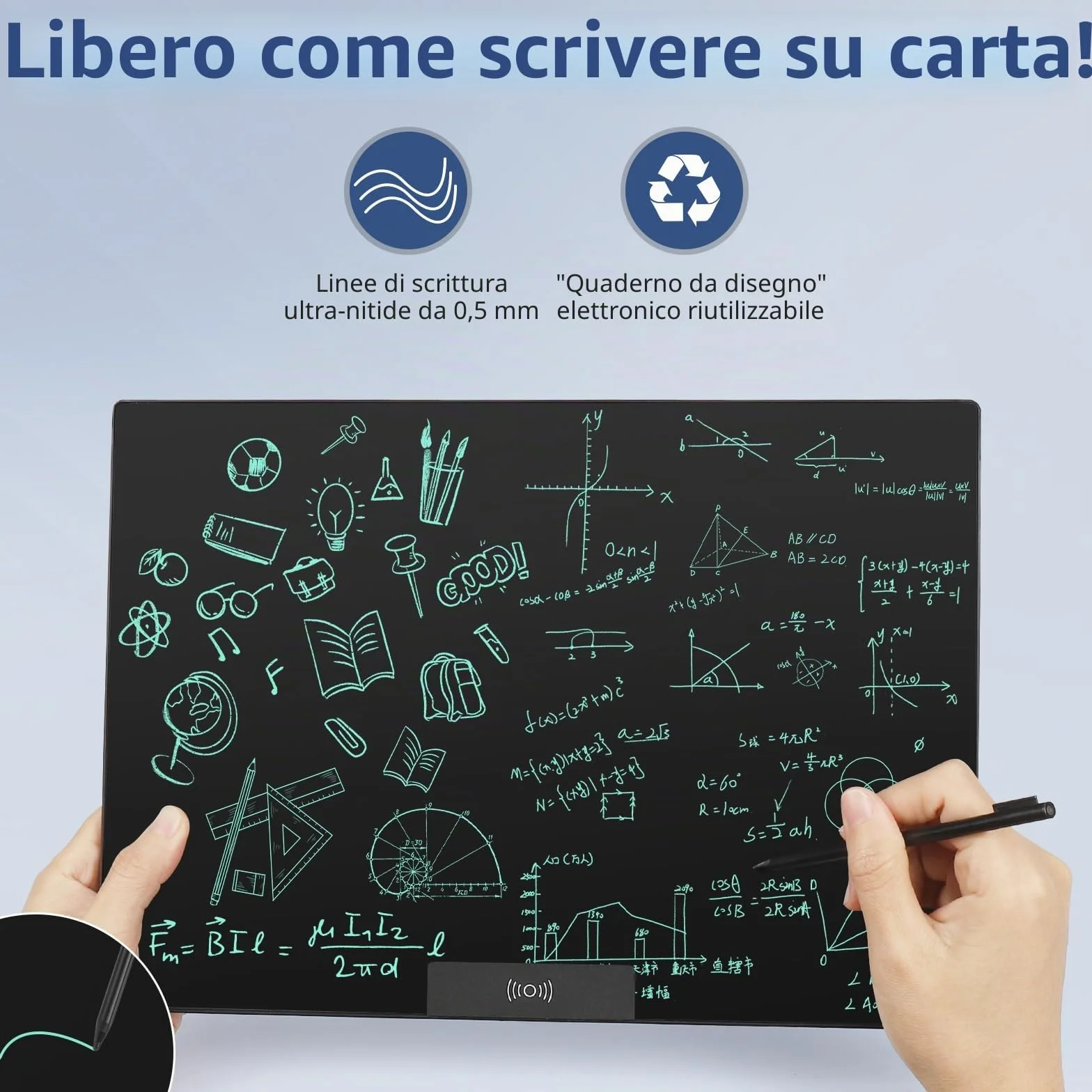Czemo Tavoletta da Scrittura LCD 14,3 Pollici Riutilizzabile Lavagna Elettronica Ewriter