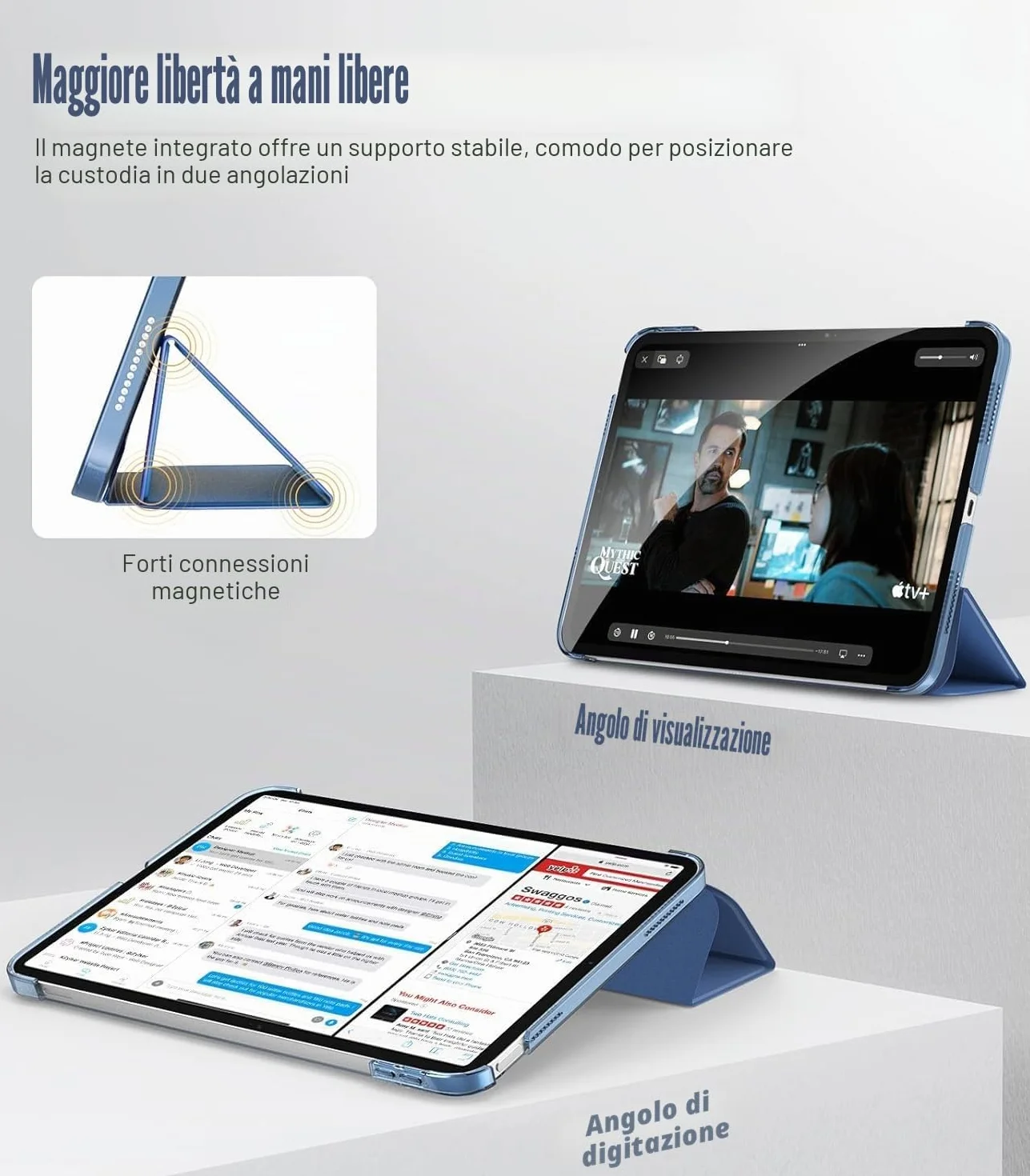 TiMOVO Custodia iPad 11 Gen 2025 A16, iPad 10 Gen 10,9" 2022, Retro PC Rigido Semi-Trasparente, Auto Sveglia/Sonno, Blu Abisso
