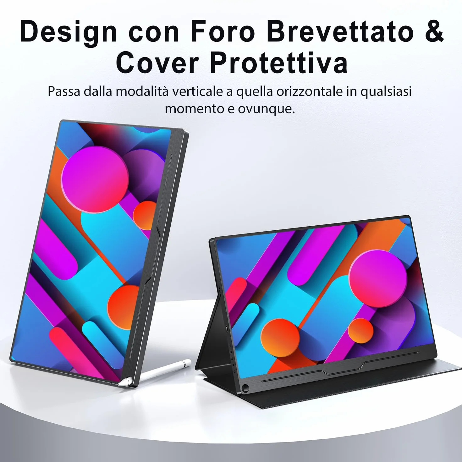 UPERFECT Monitor Portatile 15,6 Pollici FHD 1080P Schermo IPS Opaco con Standard HDMI Type-C, Compatibile con VESA, Secondo Display per Laptop/PC/Telefono/Switch/Xbo, con Copertura Intelligente