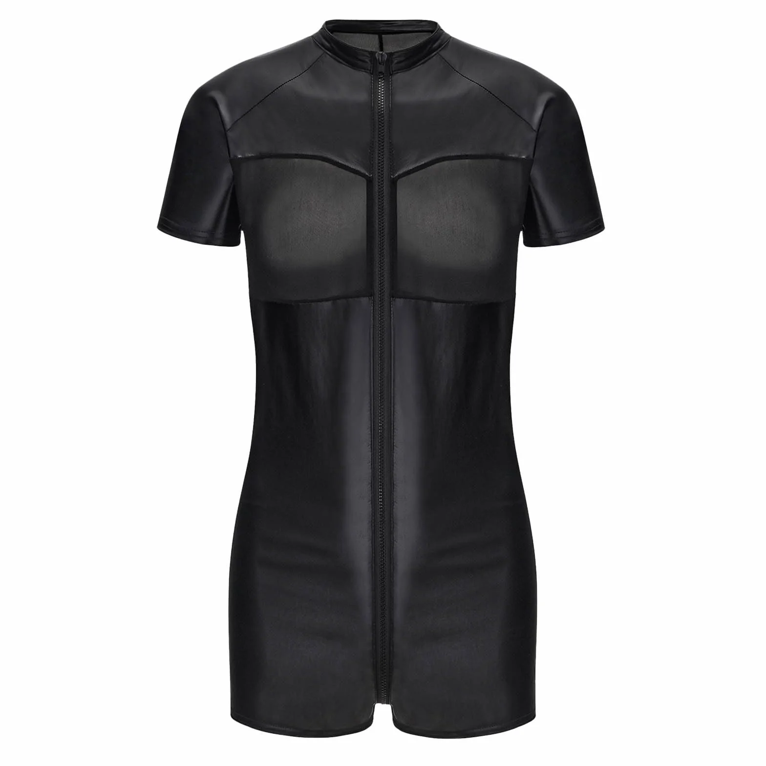 Canottiera da uomo in lattice slim fit biancheria intima a rete Techno maniche corte effetto bagnato
