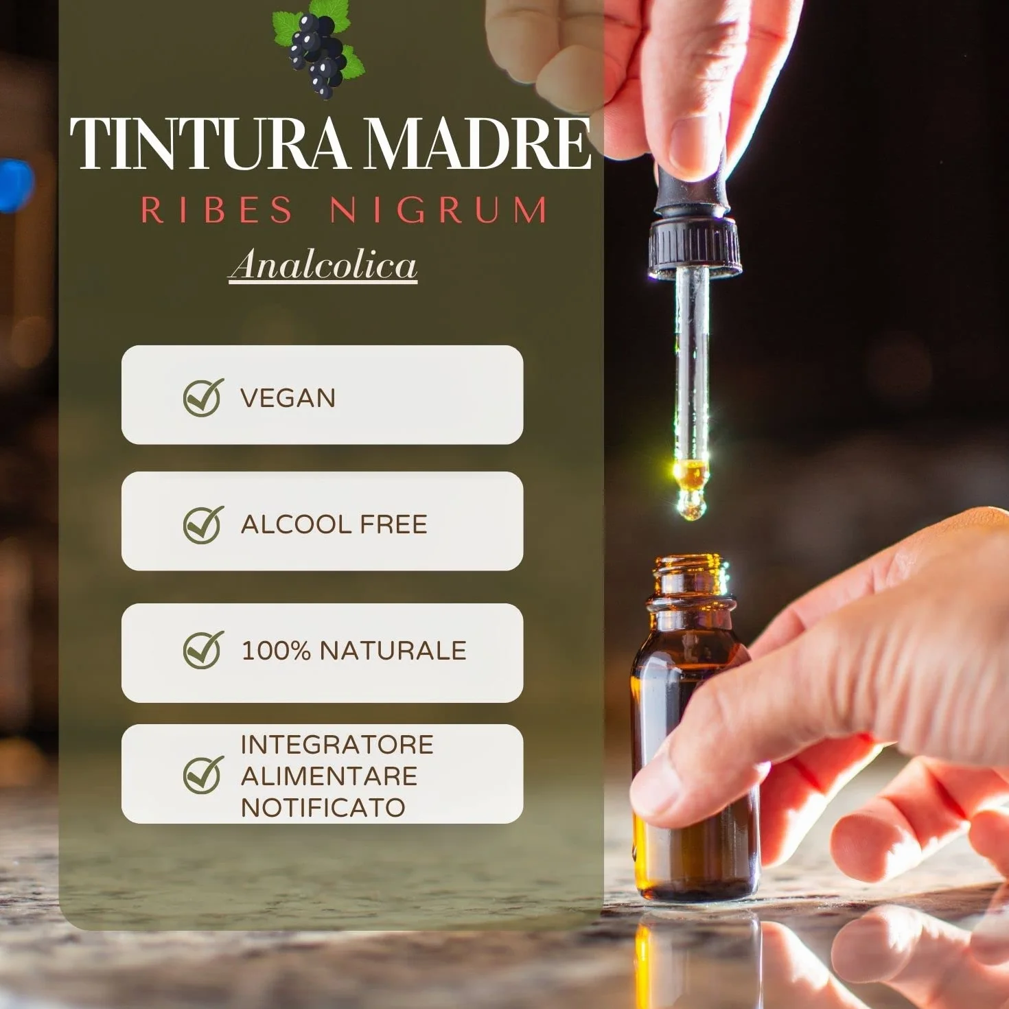 Ribes Nigrum Tintura Madre Analcolica Estratto Glicerico Integratore Ribes Nero Gocce 100 ml