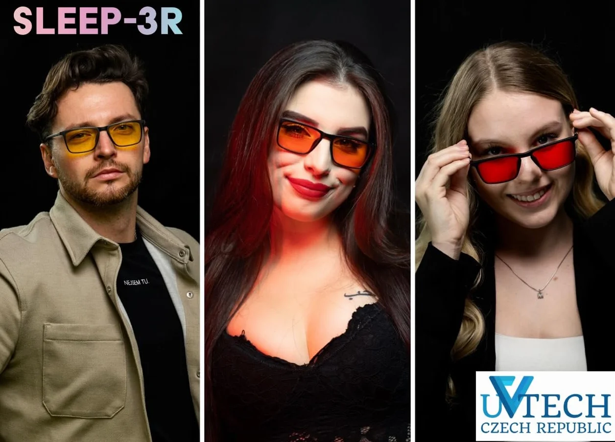SLEEP-3R okulary blokujące światło niebieskie i zielone z filtrem UV, dla kobiet i mężczyzn