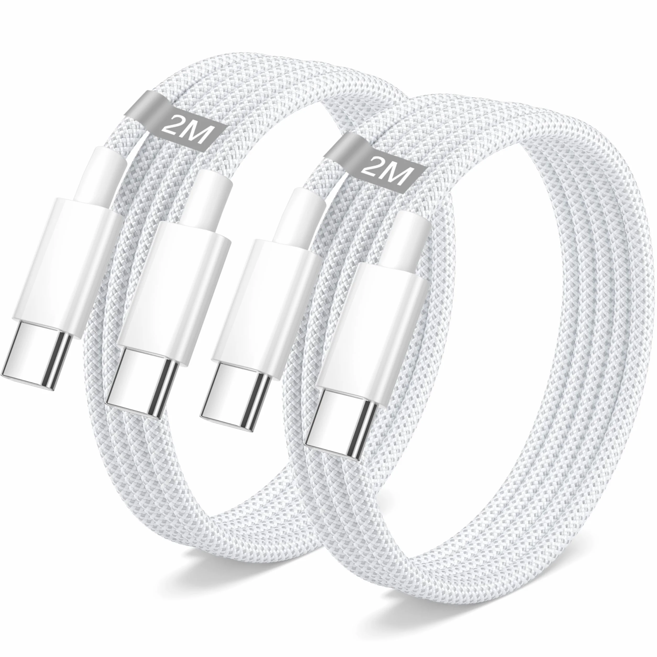 Cavo iPhone 16 15 2M 2Pezzi, Cavo USB Type-C 2 Metri Cavo USB C USB C 60W Cavo Type C to Type C Cavetto Nylon Cavi Tipo C Ricarica Rapida per iPhone 15 16 17 Pro Max/15 16 Plus,iPad Pro/Air/Mini 7 6