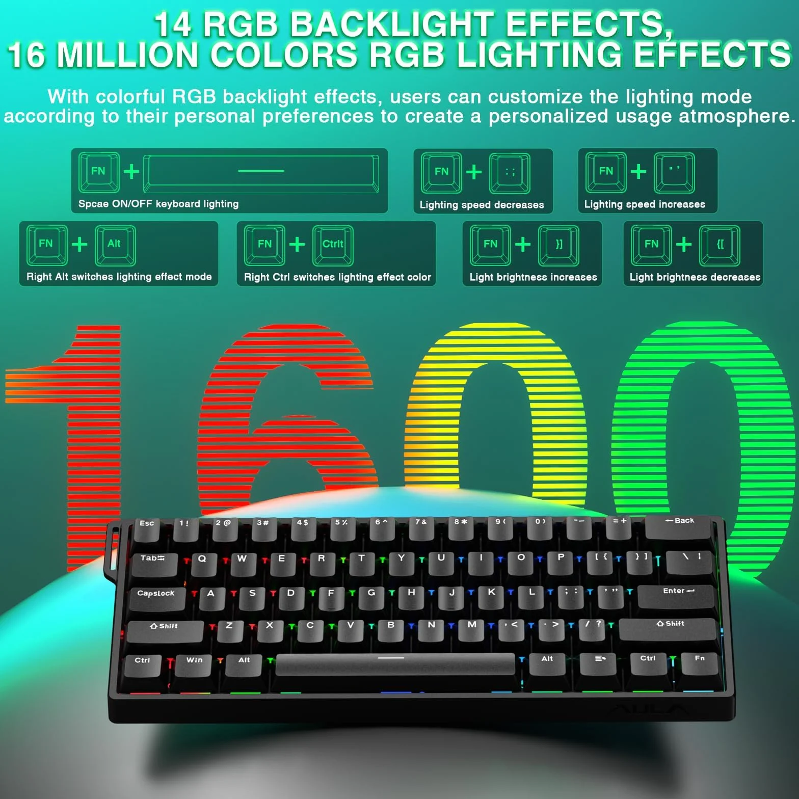 Aula WIN60 HE Tastiera Meccanica da Gioco 60% Cablata Interruttore Magnetico Hot-Swap 8000 Hz