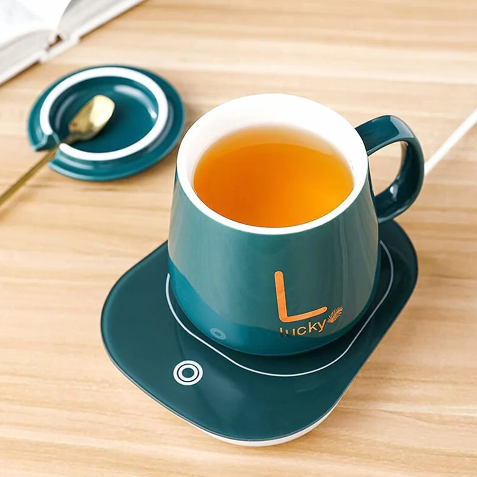 Scalda Tazza da Caffè Elettrico,55℃i Tazza di Controllo della Temperatura Intelligente per caffè Cacao e Bevande Calde, per casa e Ufficio scaldatazze elettrico (Verde)