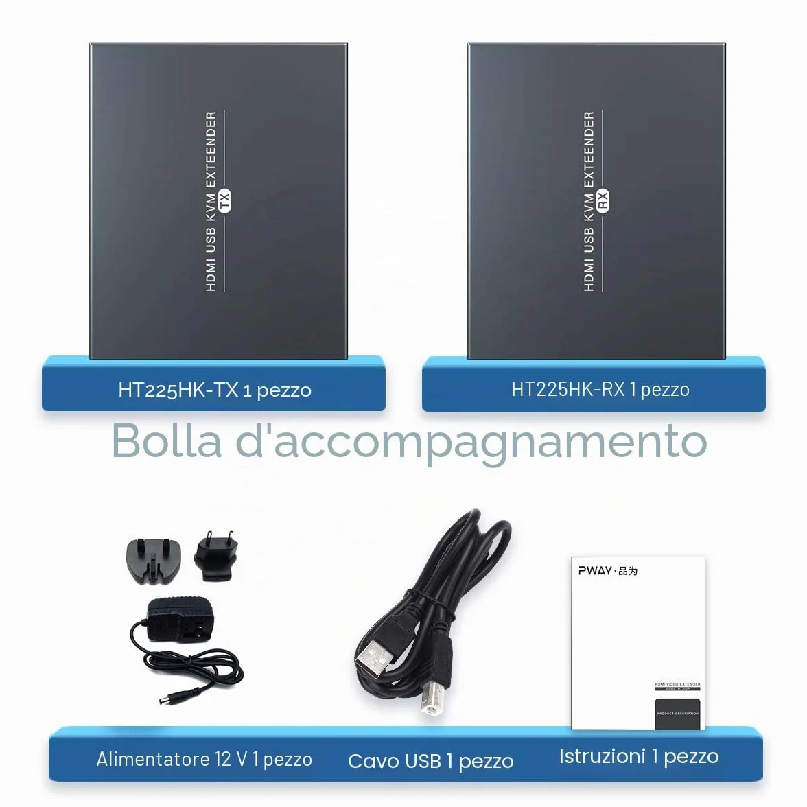 PW-HT225HK HDMI KVM USB Extender 165ft /50m Trasmissione su Single Cat5e / 6/7 Full HD 1080P Supporto Loop out Funzione EDID 3D
