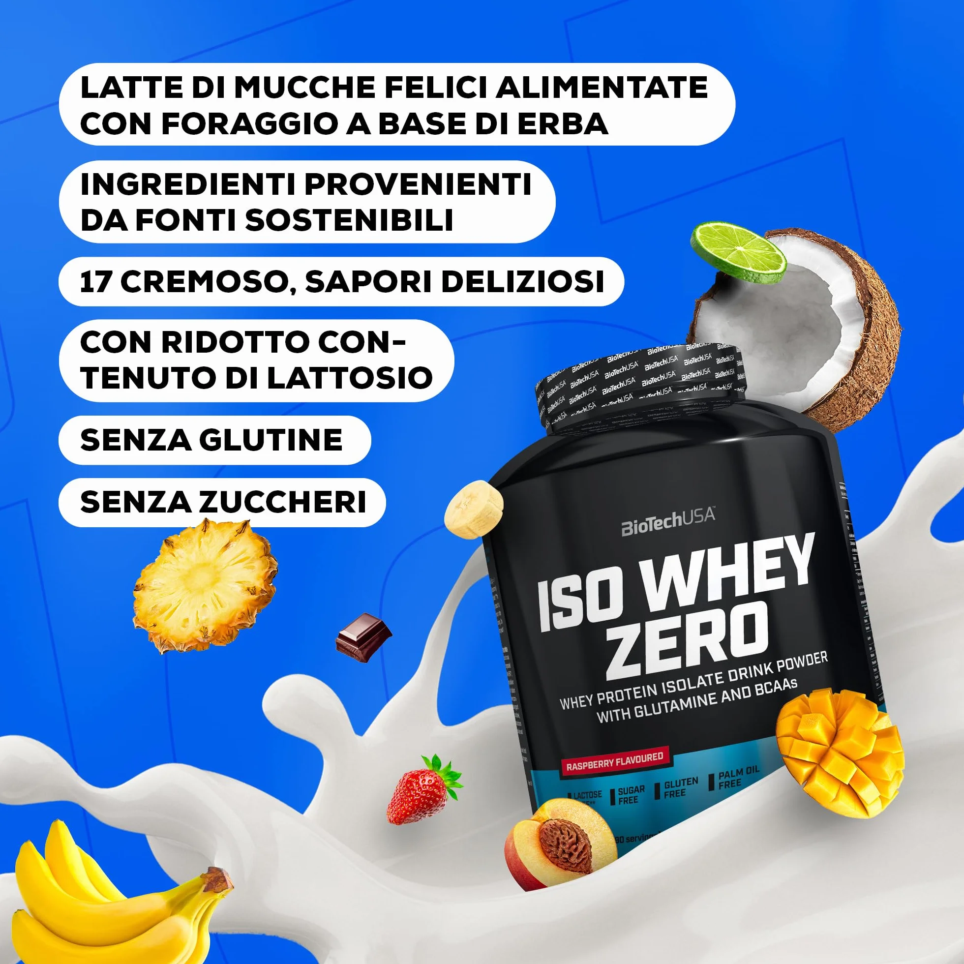 BioTechUSA Iso Whey Zero Premium Whey Protein Isolate Grass-Fed Sugar-Free Gluten-Free 908 g Cioccolato