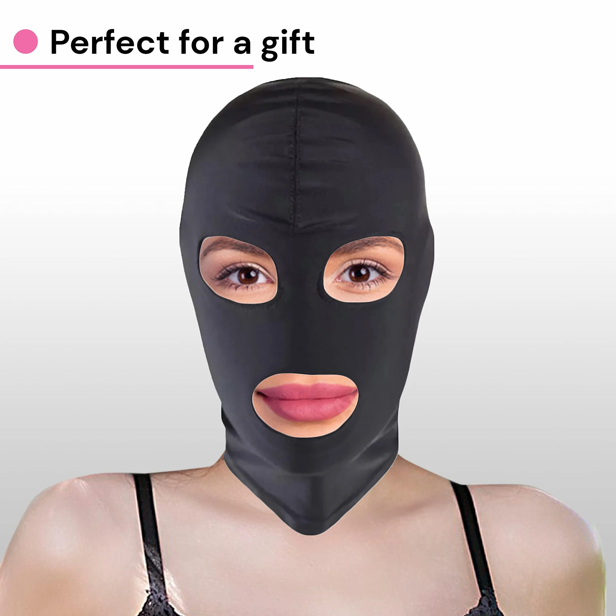 Maschera BDSM Donna Uomo Nero Spandex 58cm S/M Flessibile Traspirante Sadomaso Sex Toys Bondage