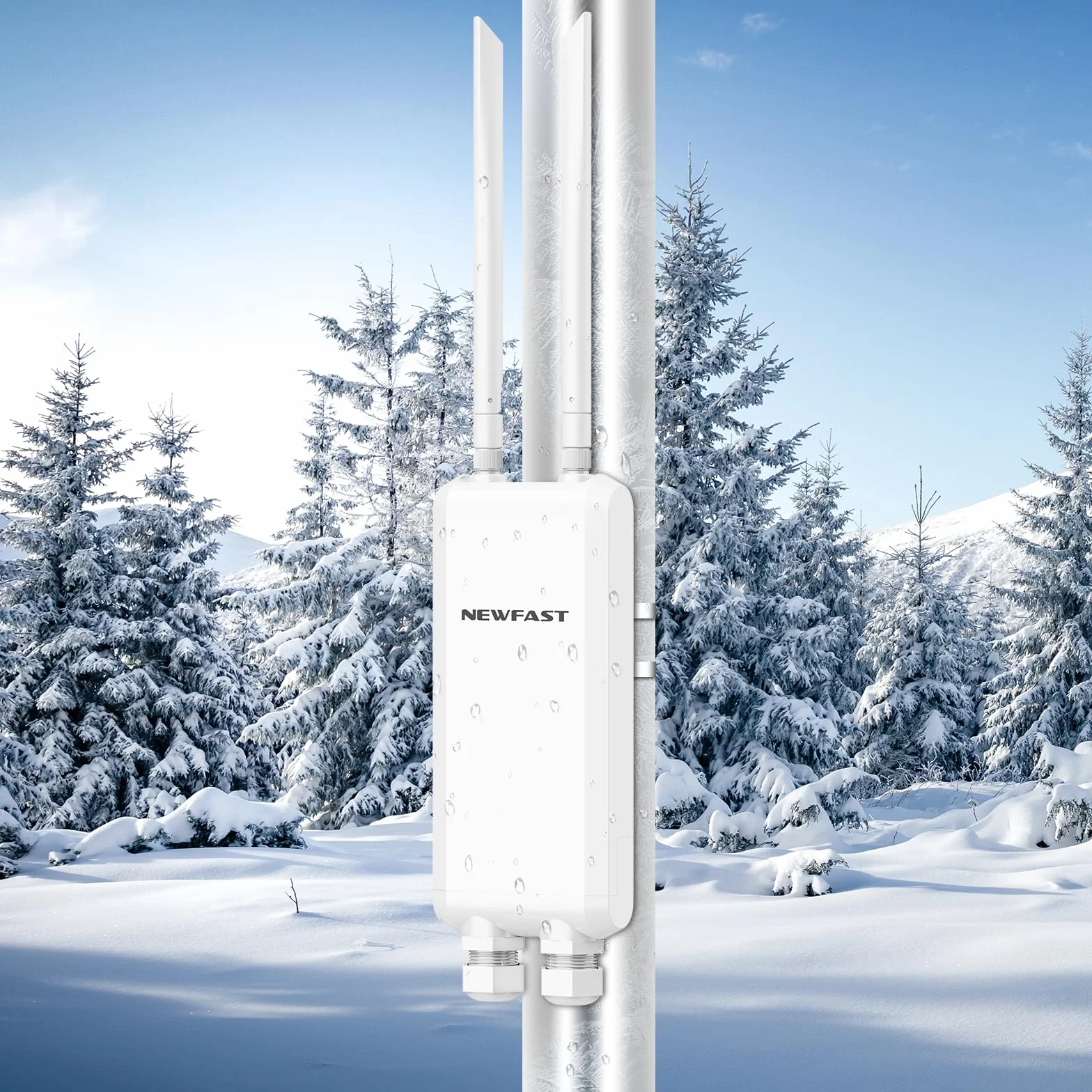 NEWFAST Ripetitore WiFi Esterno, 1200Mbps Access Point Esterno Dual Band Extender WiFi Potente con 48V PoE Power, 3*Gigabit Porta Ethernet, 2 Antenne