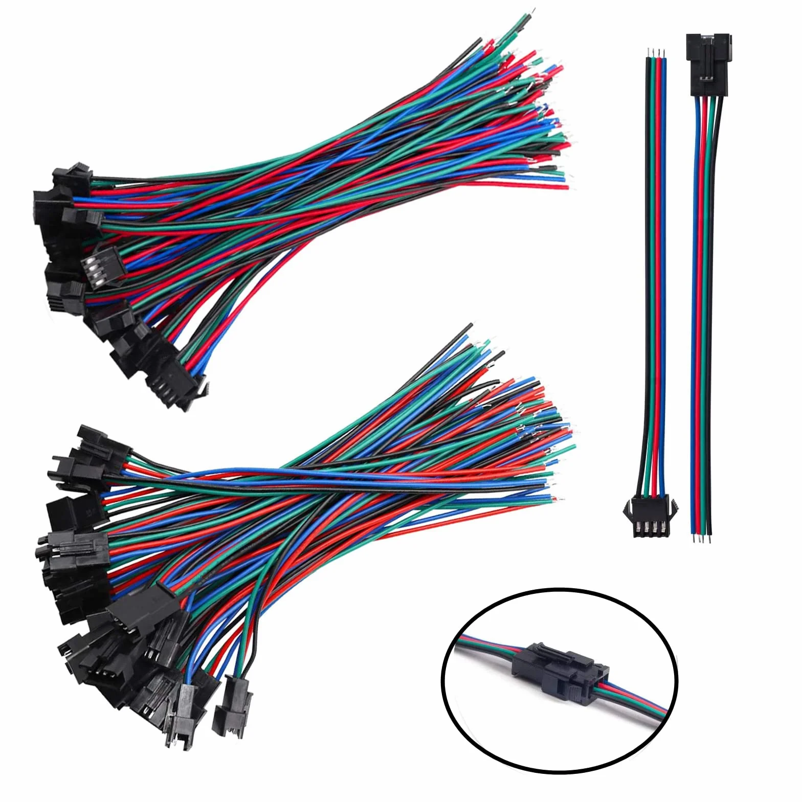 HUAZIZ 20 Pairs 15 cm JST SM 4-Pin Plug Maschio a Femmina Cavo EL Cavo Adattatore, 22 AWG JST 4-Pin Adattatore Micro Elettrico Spina Connettore Maschio e Femmina