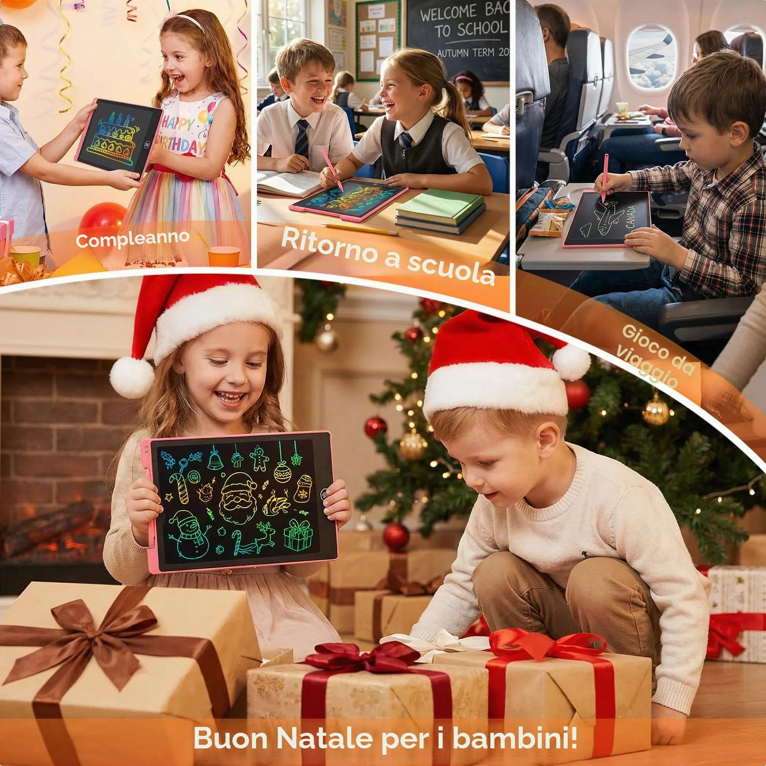 PINKCAT Calendario Avvento 2025 Natale Bambini Giochi Lavagnetta Cancellabile 12 Pollici Tavoletta Grafica LCD