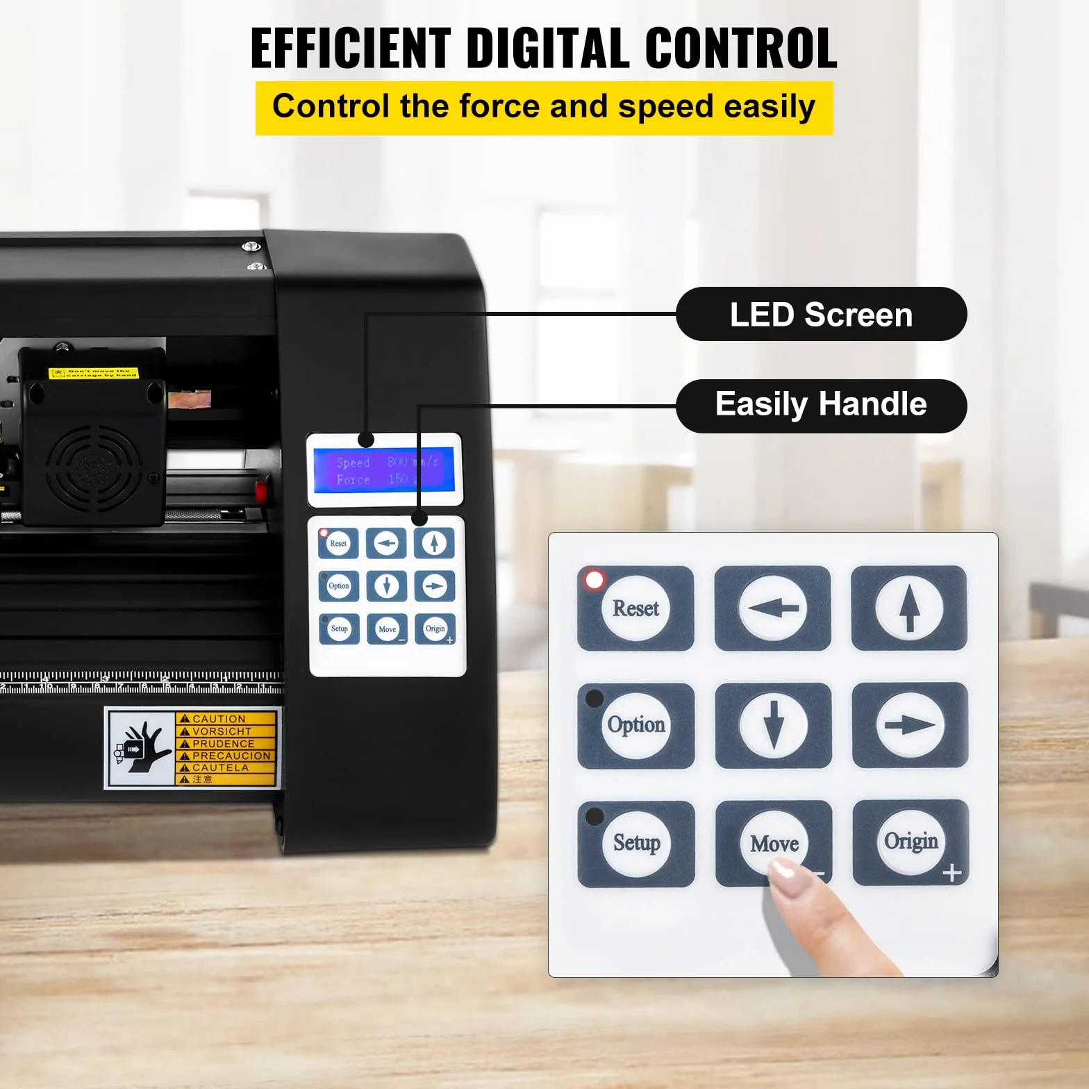 VEVOR Plotter da Taglio Vinile Semiautomatica con Luce Guida a LED, Modello KH-375A 375 mm Potenza 95 W Taglierina per Plotter in Vinile Flexi per Auto, Segnali Stradali, Palloncini, Caschi, ecc.