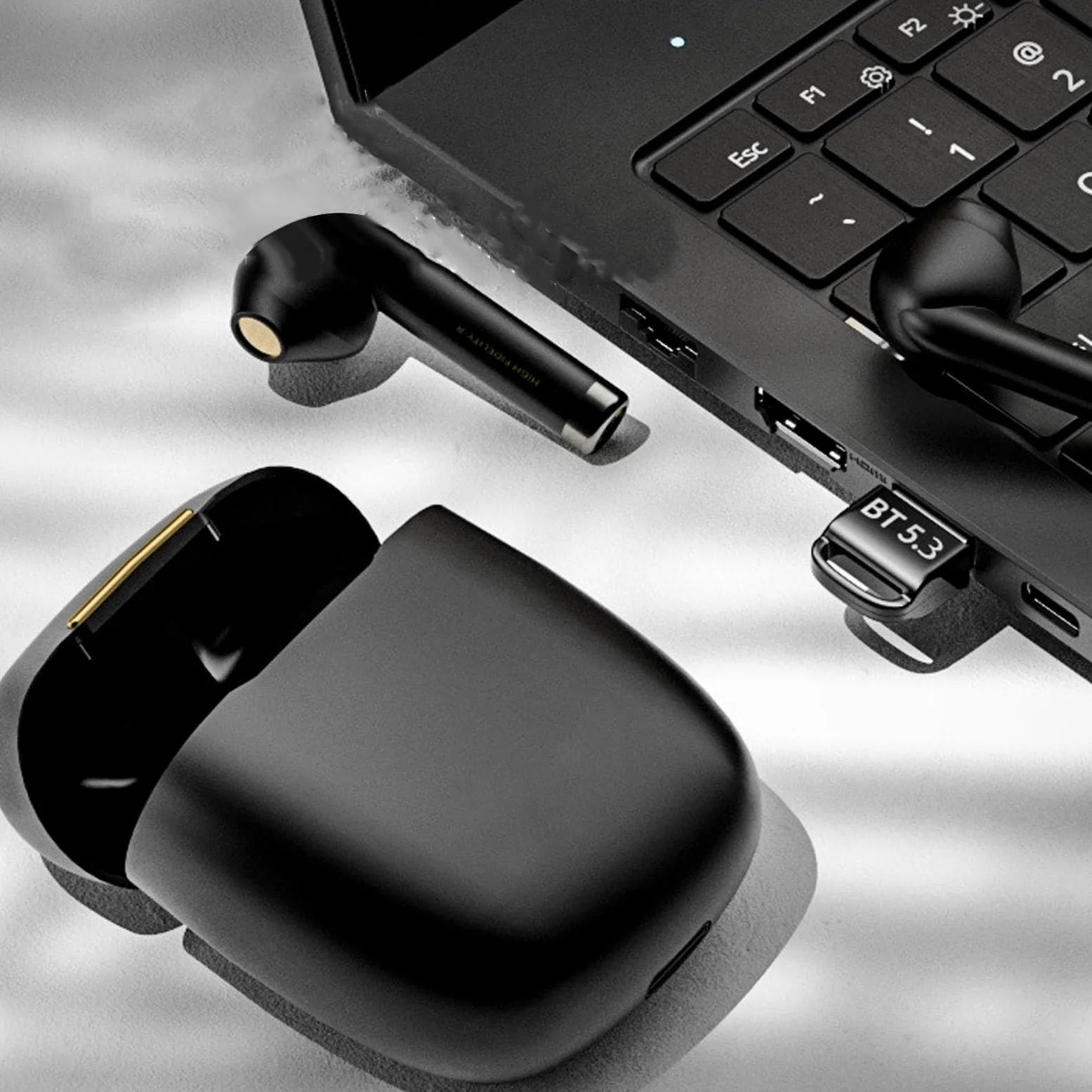5.3 Adattatore Bluetooth per PC Desktop, Ricevitore Dongle USB Trasmettitore Tastiera per Audio Bluetooth, Telefono Cellulare, Mouse e Tastiera