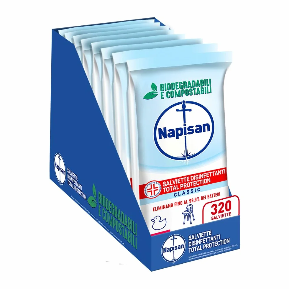 Salviette Disinfettanti Total Protection Multisuperfici 8x40 Biodegradabili Compostabili