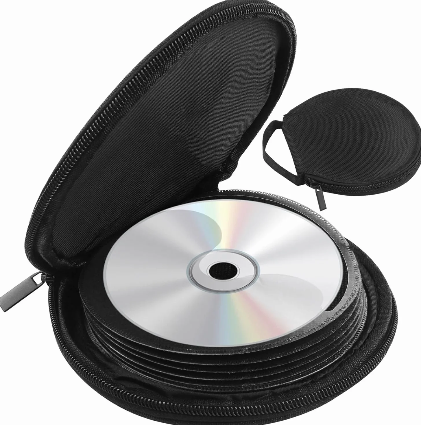 Supporto per CD/DVD nero per 20 dischi, custodia portatile per auto, casa, viaggi, organizer compatto con chiusura lampo sicura