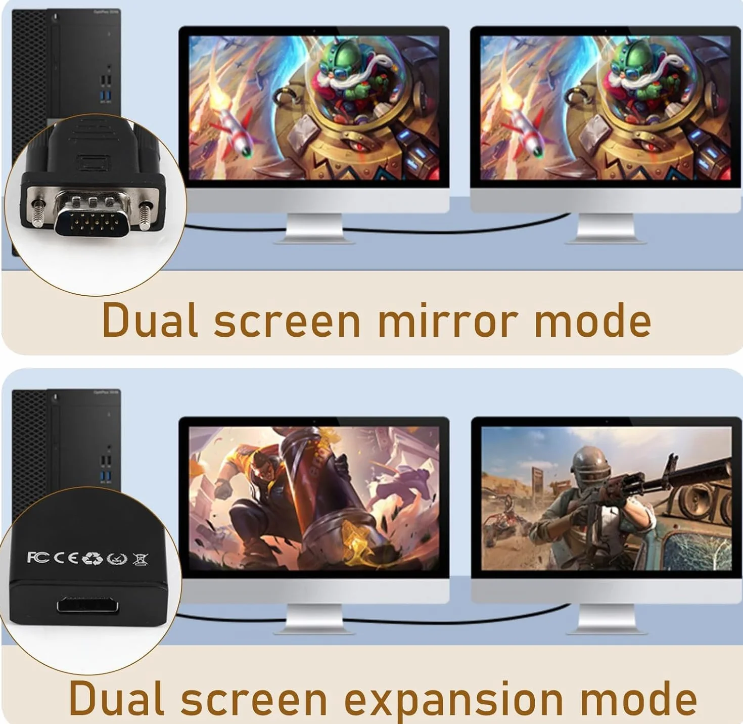 Adattatore da VGA a HDMI, 1080P VGA a HDMI (maschio a femmina) per computer, desktop, laptop, PC, monitor, proiettore, HDTV con cavo audio e cavo USB