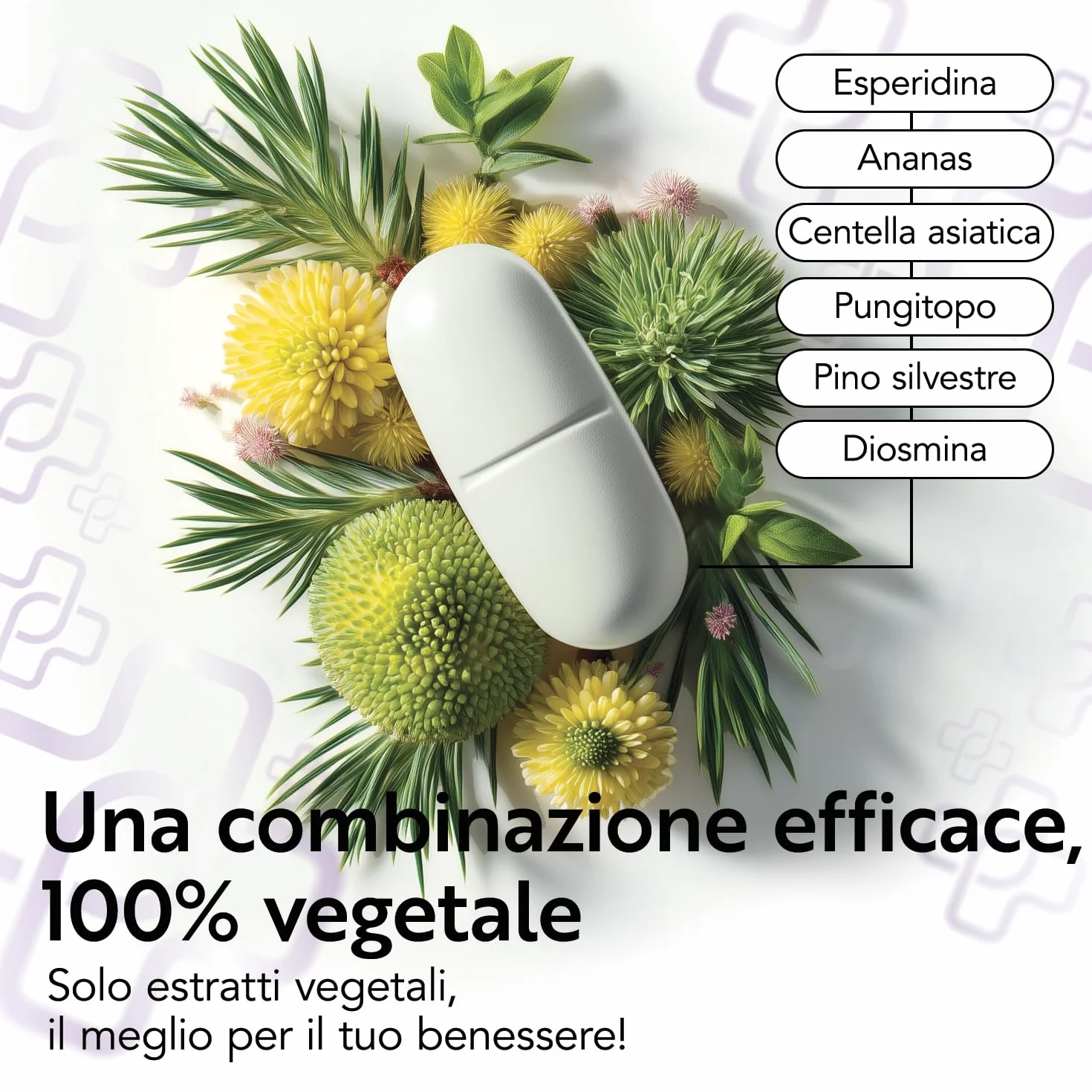 PiùLife Diosmina Esperidina 1000mg Integratore microcircolo gambe pesanti 90 compresse