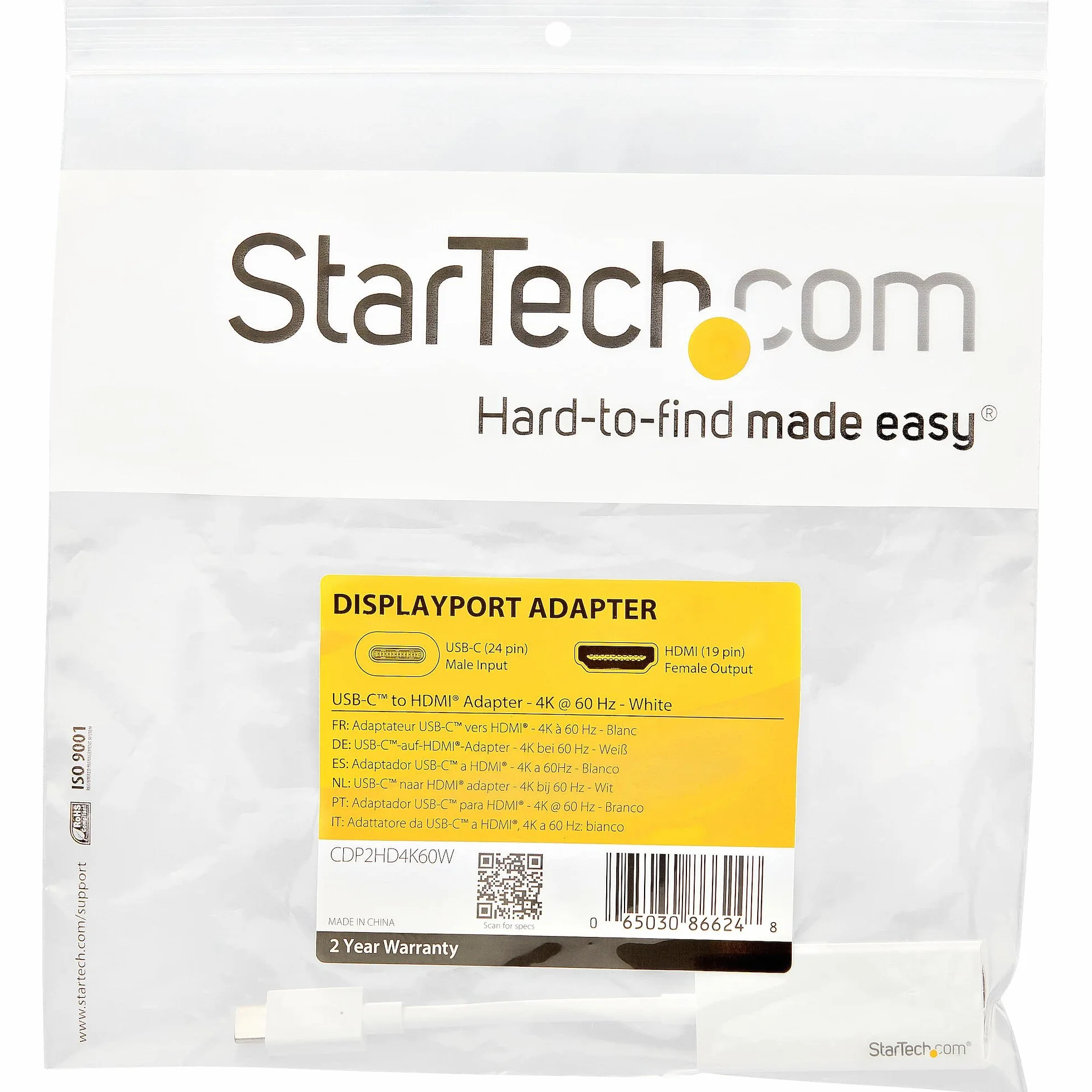 StarTech.com Adattatore USB-C a HDMI 4K 60Hz Bianco