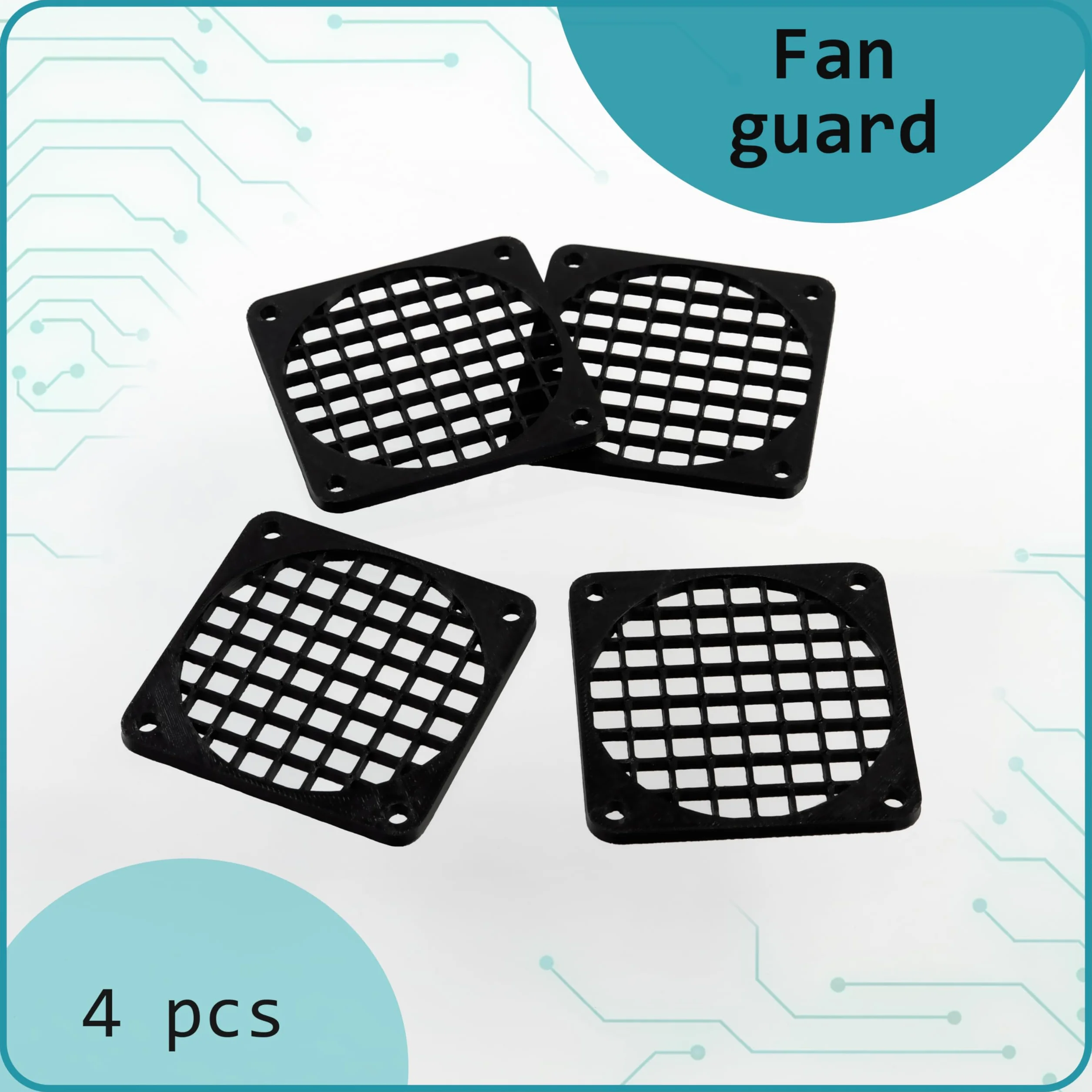 Aerzetix Set di 4 Griglie per Ventola 60x60 mm in plastica per Computer PC stampanti dispositivi audiovisivi proiettori multimediali/Colore Nero