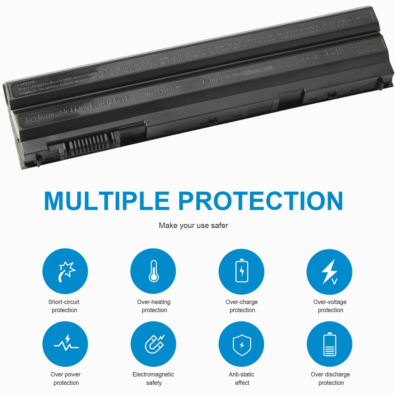 ASUNCELL 11.1V/5200mAh P8TC7 P9TJ0 Batteria del computer portatile per Dell Latitude E5420 E5430 E5520 E5530 E6420 E6430 E6520 E6530 Series, Inspiron 4420 4520 4720 5420 5425 5520 5720 14R 15R 17R