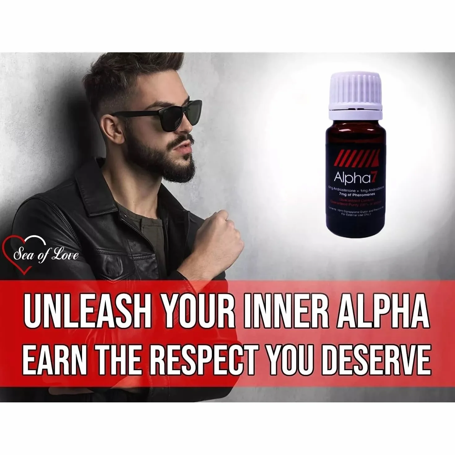 Alpha-7 Feromoni non profumati da uomo, potente miscela alfa con androstenone e androsterone, booster di colonia, flacone contagocce da 10 ml
