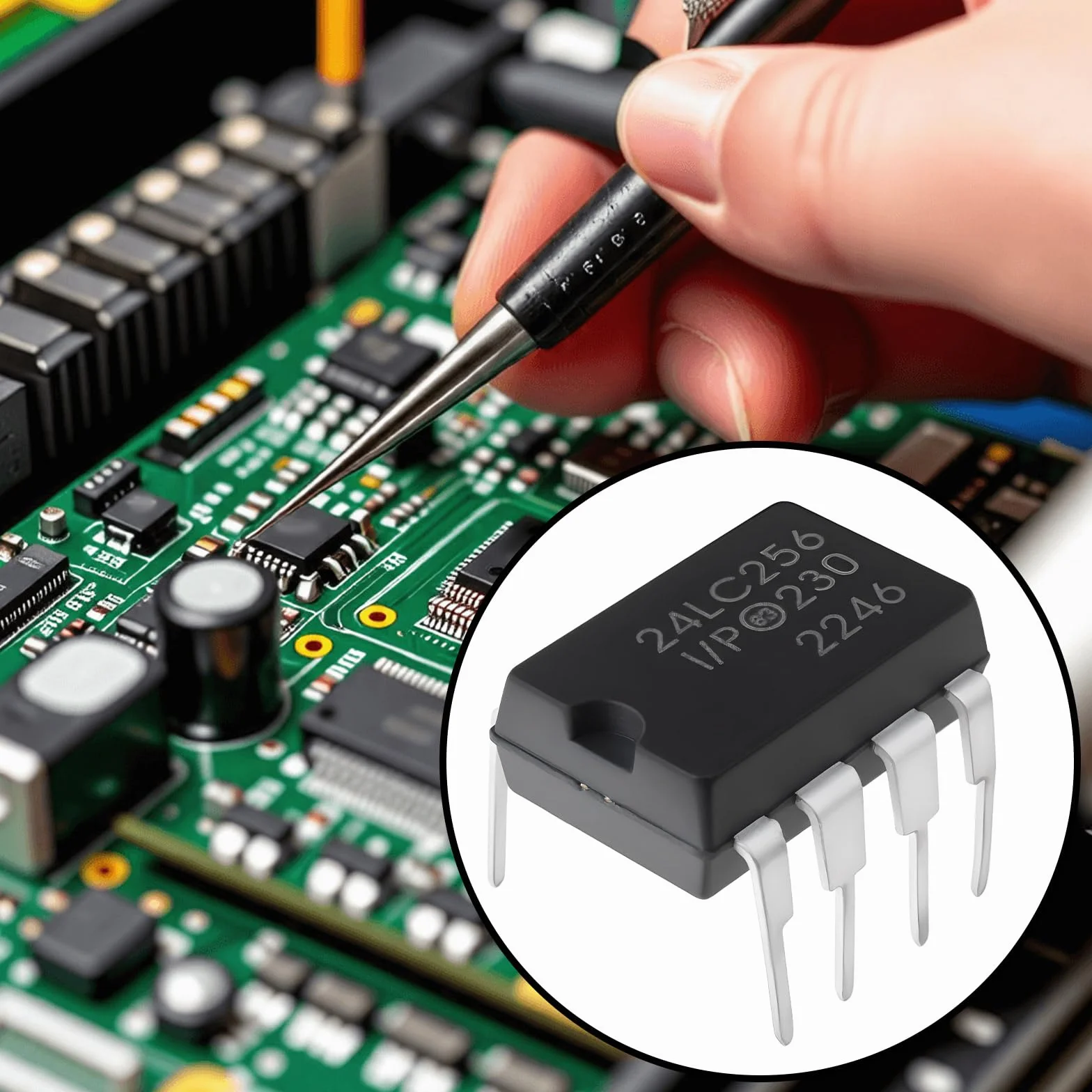 EMSea 5 Pezzi Modulo di Chip di Memoria 24LC256-I/P Adatto per Circuiti Stampati Fai da Te Dip-8