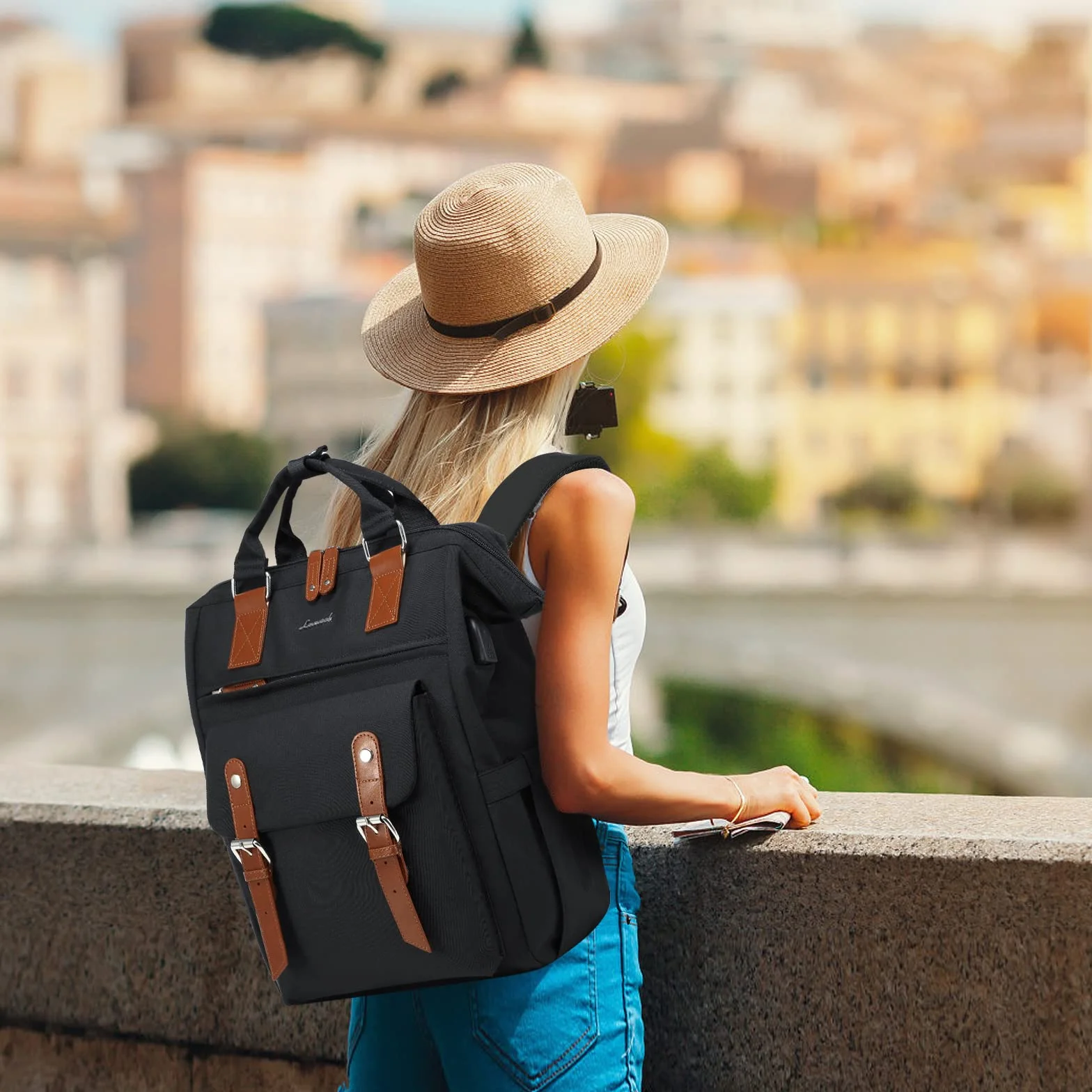 LOVEVOOK Zaino porta PC Donna, Impermeabile Zaino Donna Università con Borsa per Cavo Dati, Zaini Multifunzione Computer Capiente da Viaggio Lavoro Scuola Affari Ufficio