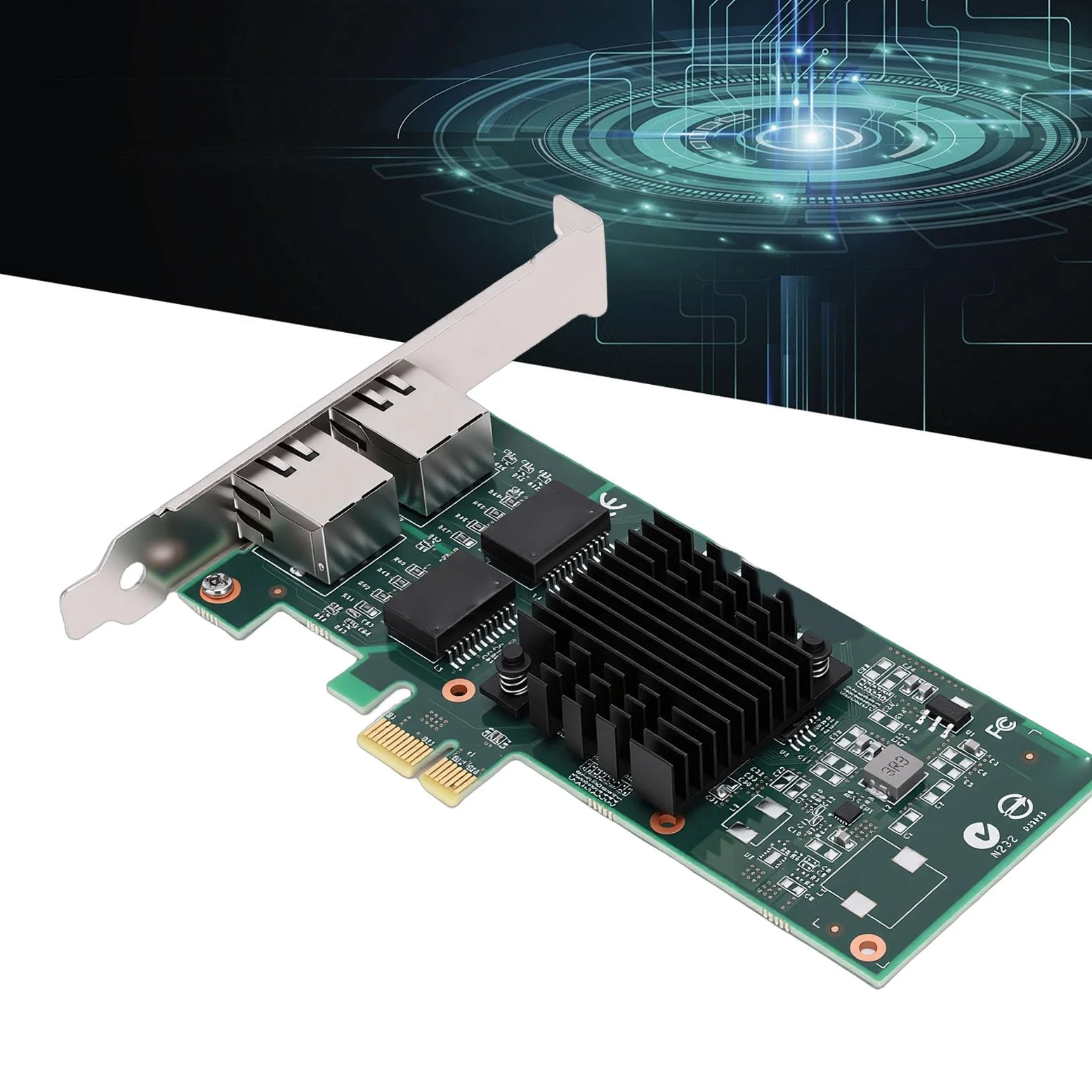 Cryfokt Scheda Di Rete Pcie Da 1 Gb, Adattatore Gigabit Ethernet Pci Express 2.0 X1 Con Doppia Porta Rj45 E Supporto Controller, Adattatore Di Rete Ethernet