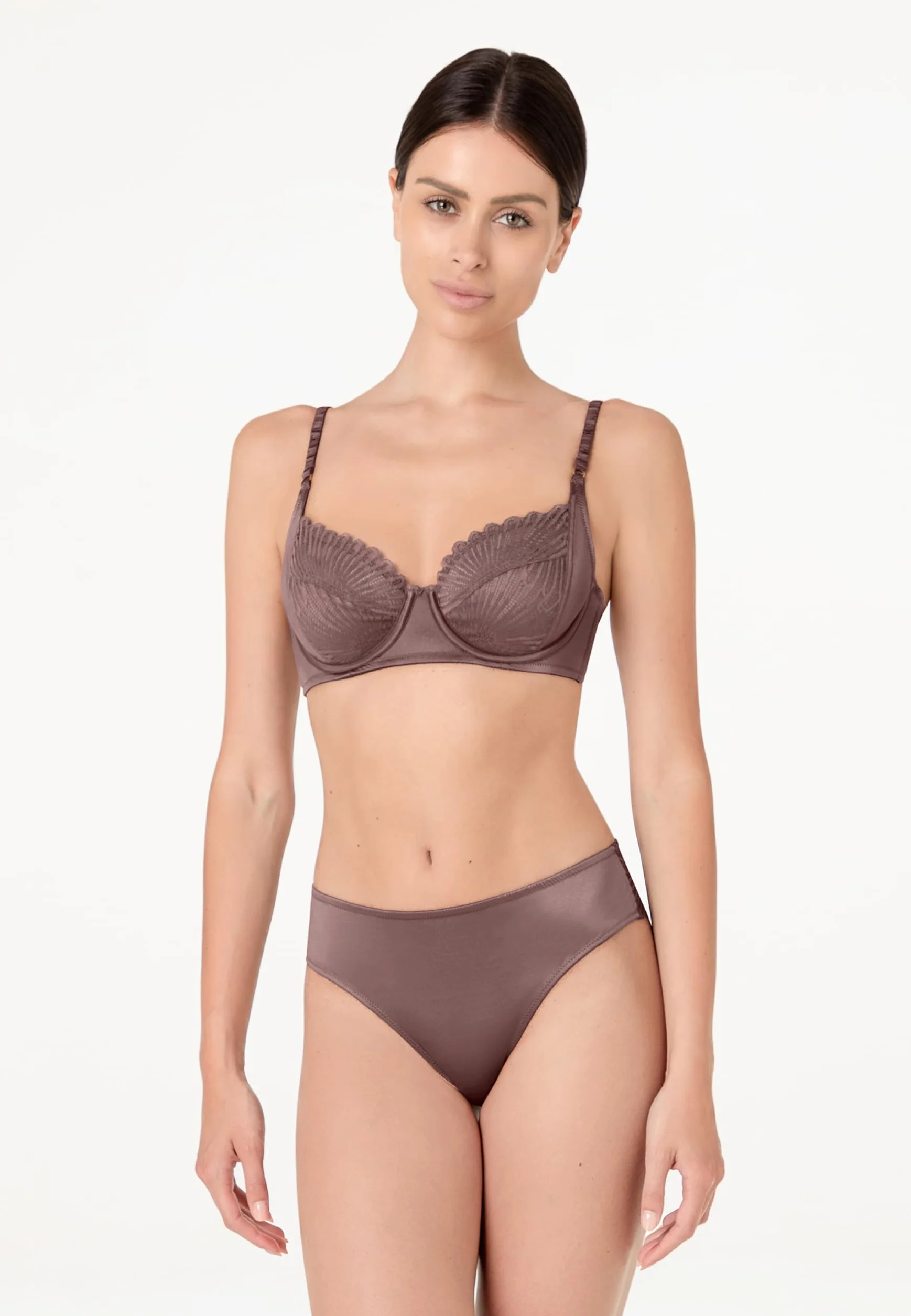 Lovable Blowball Lacy Micro Donna Reggiseno Balconcino con Ferretto e Coppe Taglio a 2 in Pizzo e Microfibra, Nocciola 36C