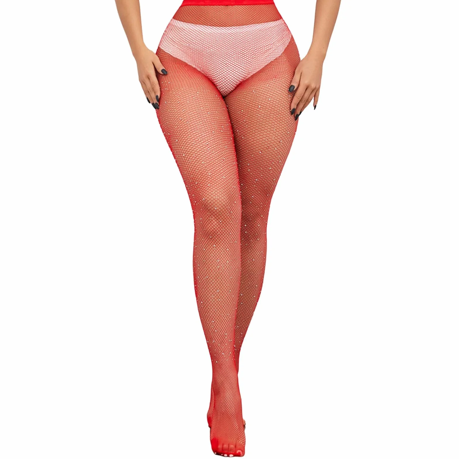 Calze a rete da donna con strass scintillanti sexy per feste concerti
