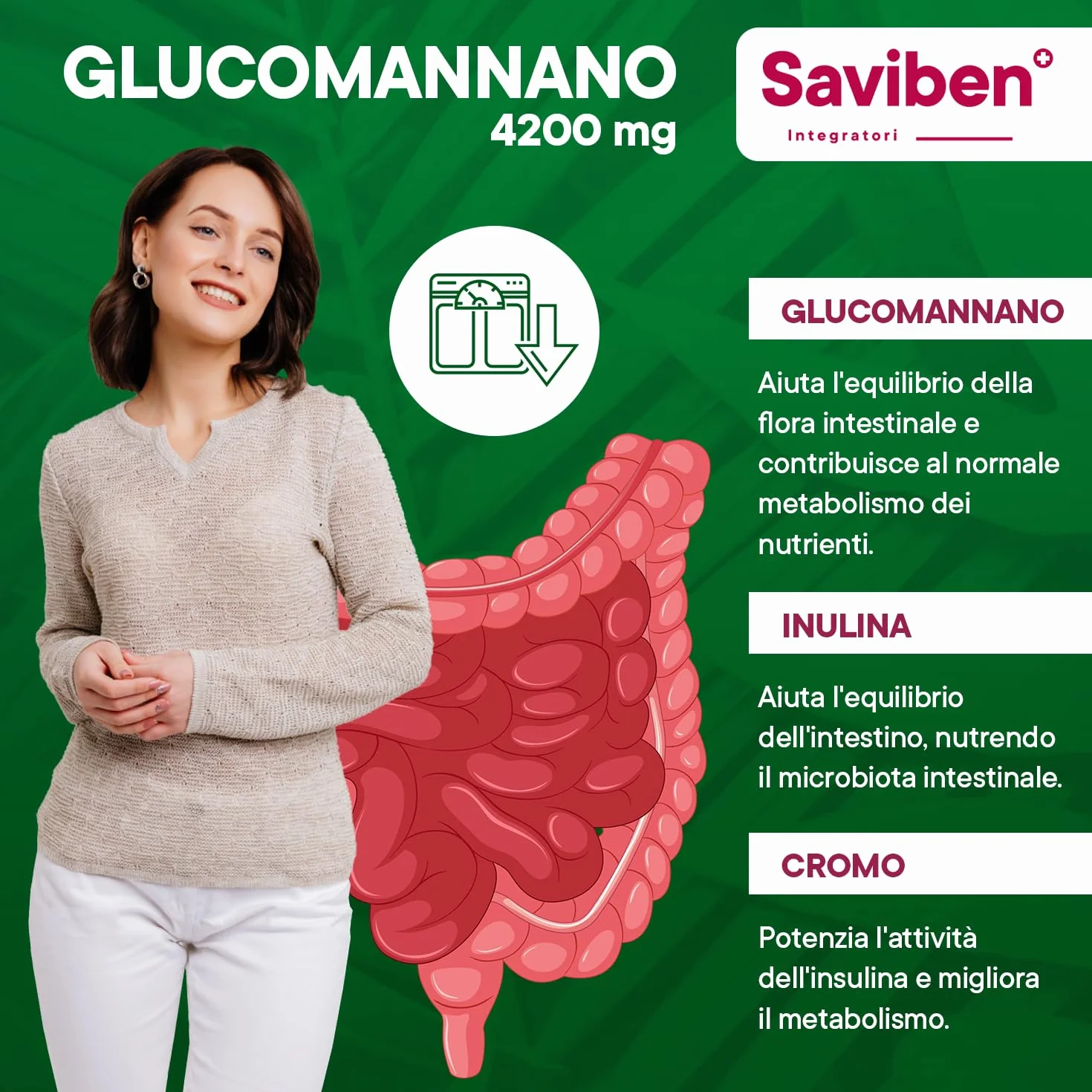 Glucomannano Forte 4200mg 360CPS Perdita di Peso Soppressore dell’Appetito con Inulina Cromo Vitamina B3