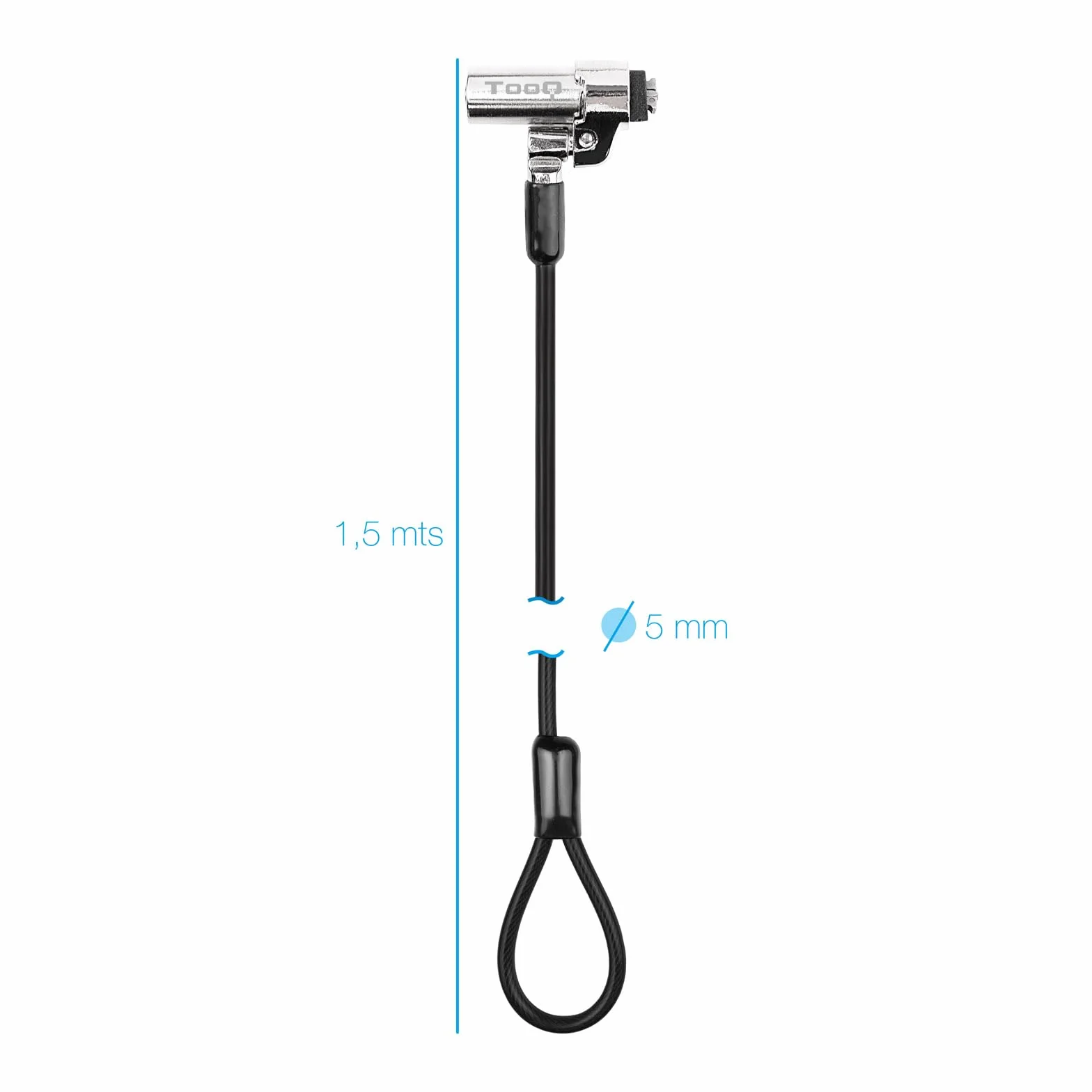 TOOQ TQCLKC0045-G - Cavo di sicurezza con slot tipo Nano con chiave per laptop 1,5 metri, Grigio scuro