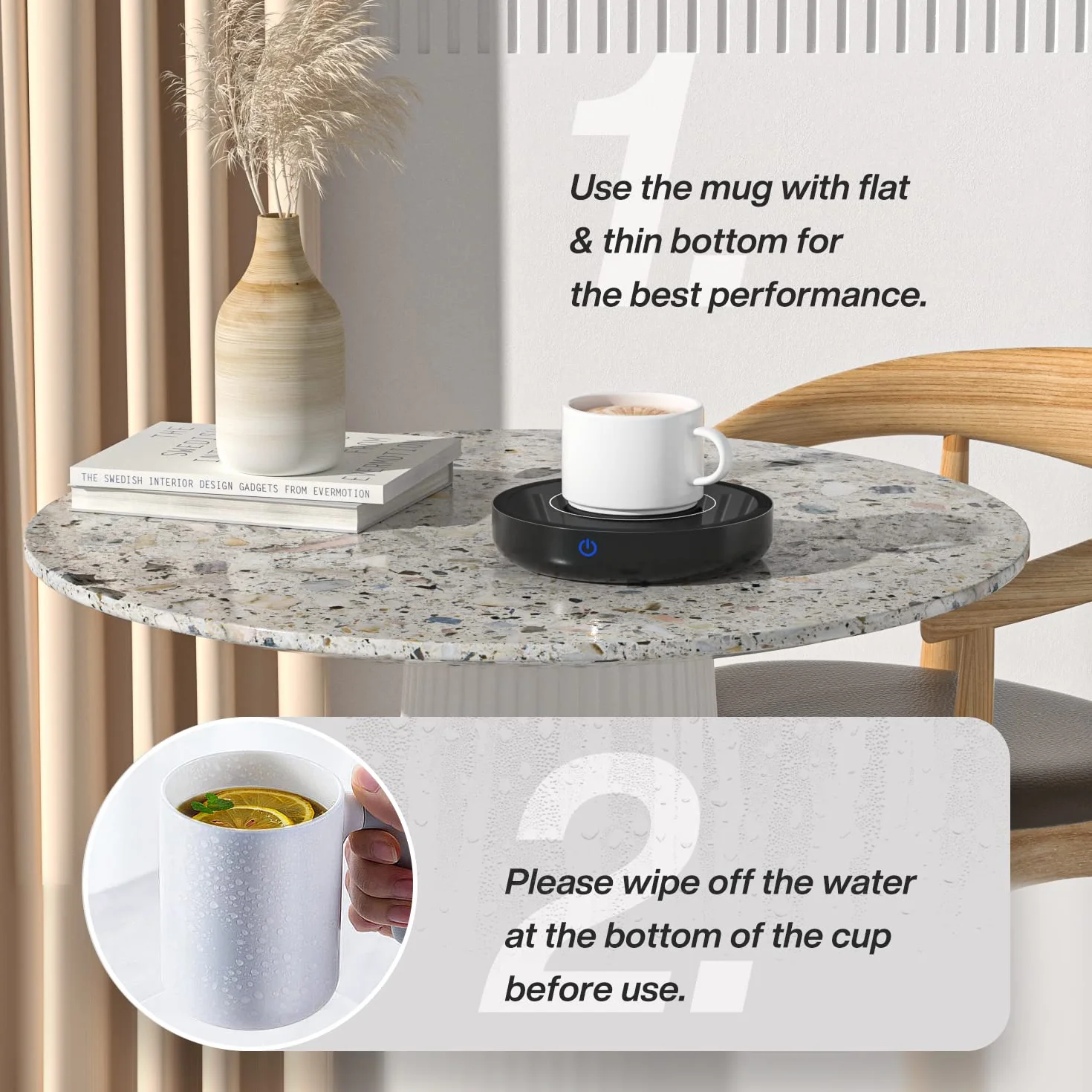 Scalda Tazza,Scalda Bevande Elettrico con la Regolazione di 3 livellidi Regolazione Della Temperatura (Up To 176°F/80℃), Piatto Scaldatazze per tè/acqua/latte, Regalo di Natale (Senza tazza)