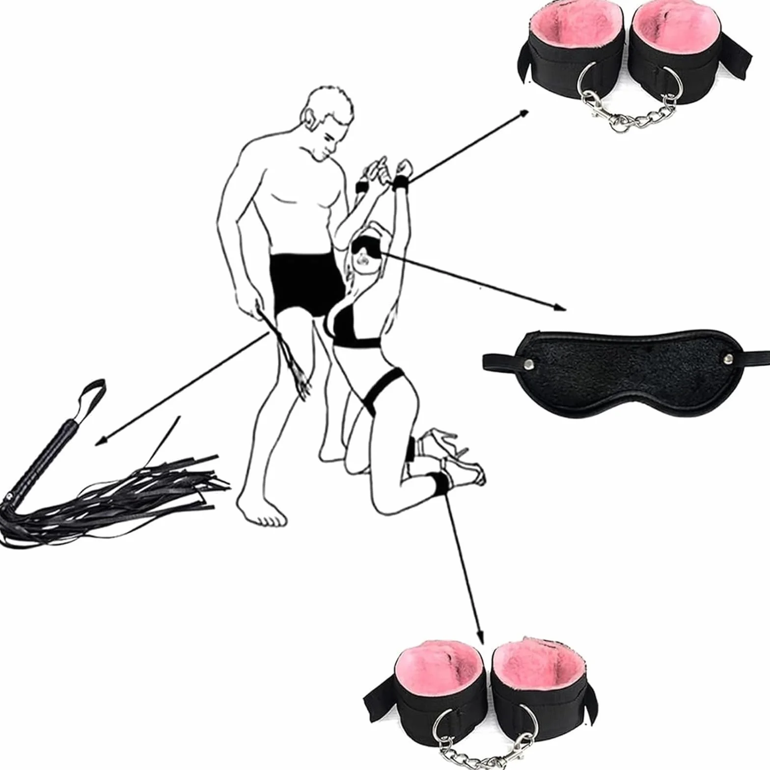Yoga Bondage Kit Sexy Coppia Accessori Sex Toy Adulti per Coppie Sesso Letto Manette Rosa