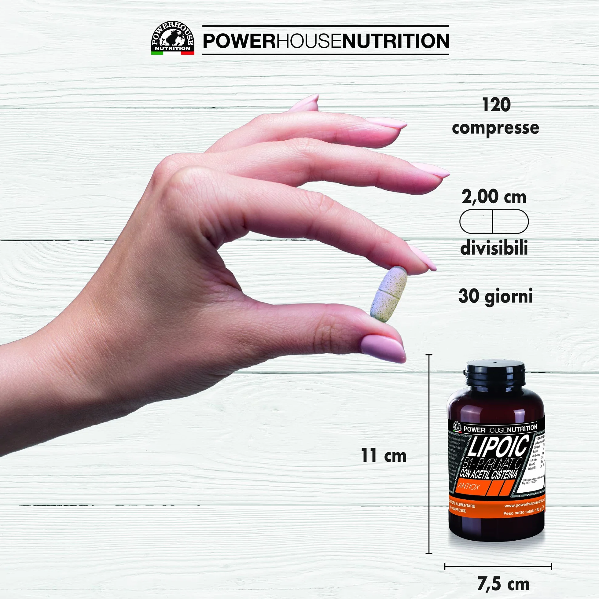 Powerhouse Nutrition Acido Alfa Lipoico 600mg con Piruvato, NAC, Vitamina C e B1 - 120 Compresse