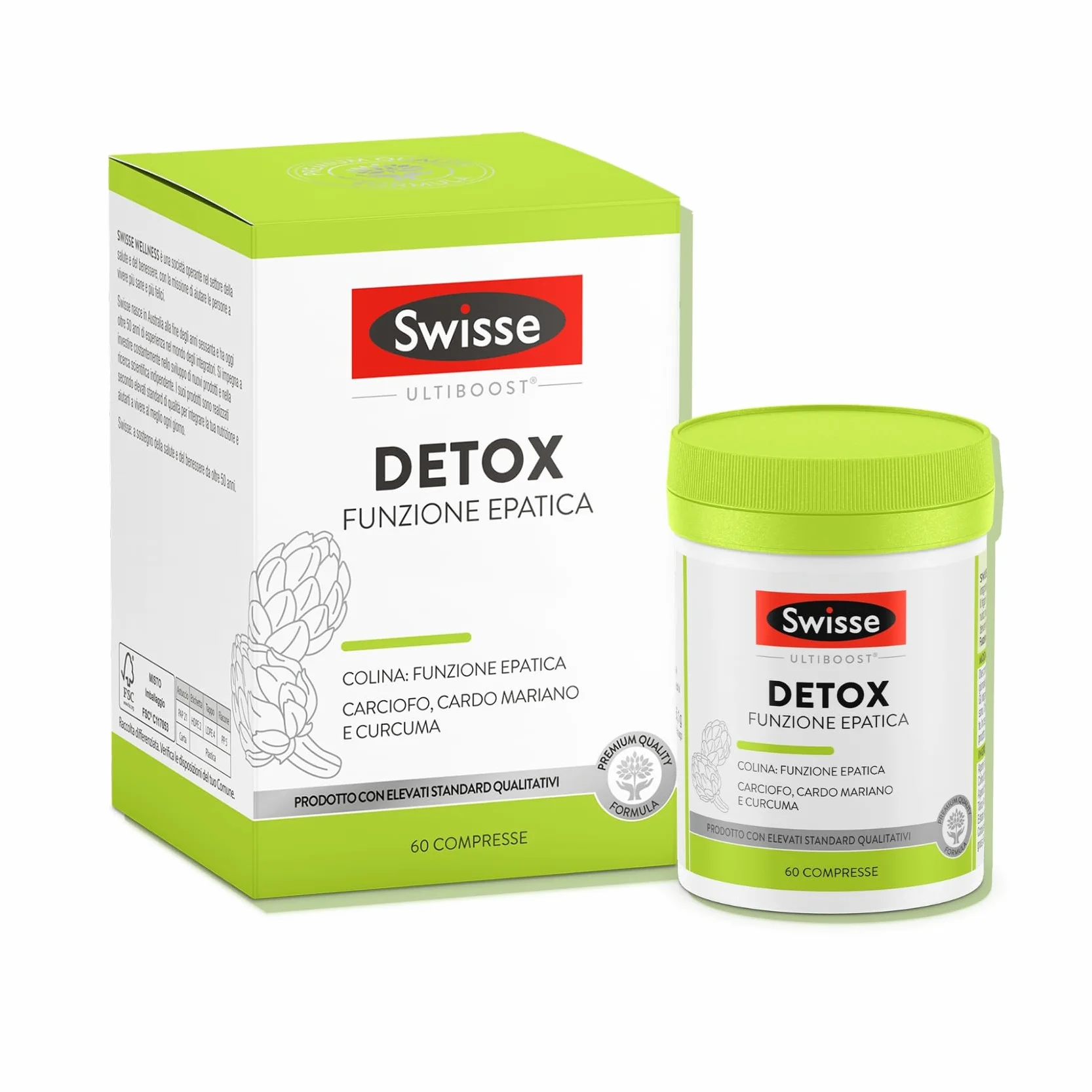 Swisse Detox Colina Integratore Supporto Funzione Epatica 60 Compresse Rivestite Made in Italy