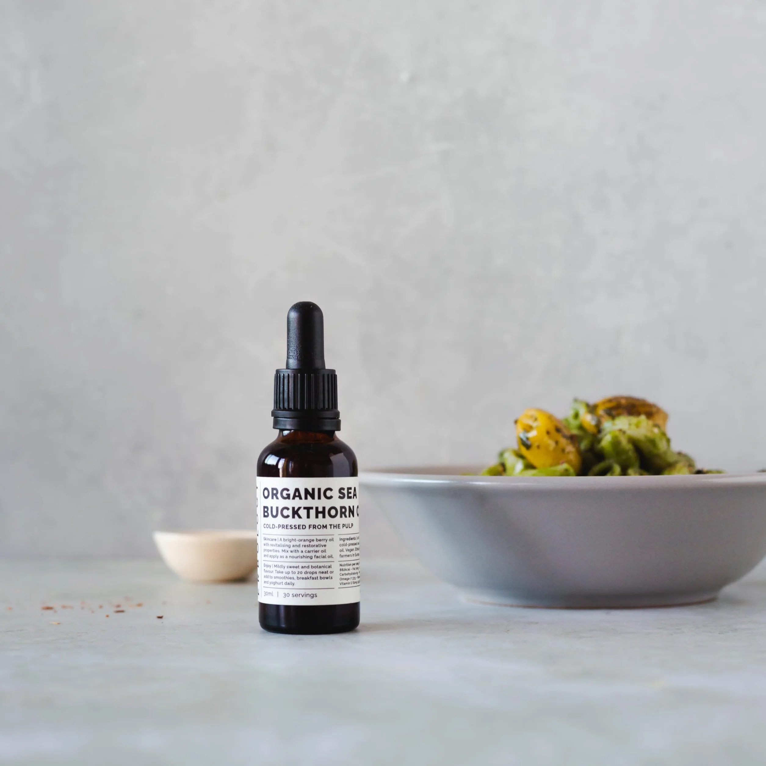 Olio di Olivello Spinoso 100% Bio 30 ml Spremuto a Freddo 50:1 Ricco di Omega-7 e Beta-carotene Non OGM