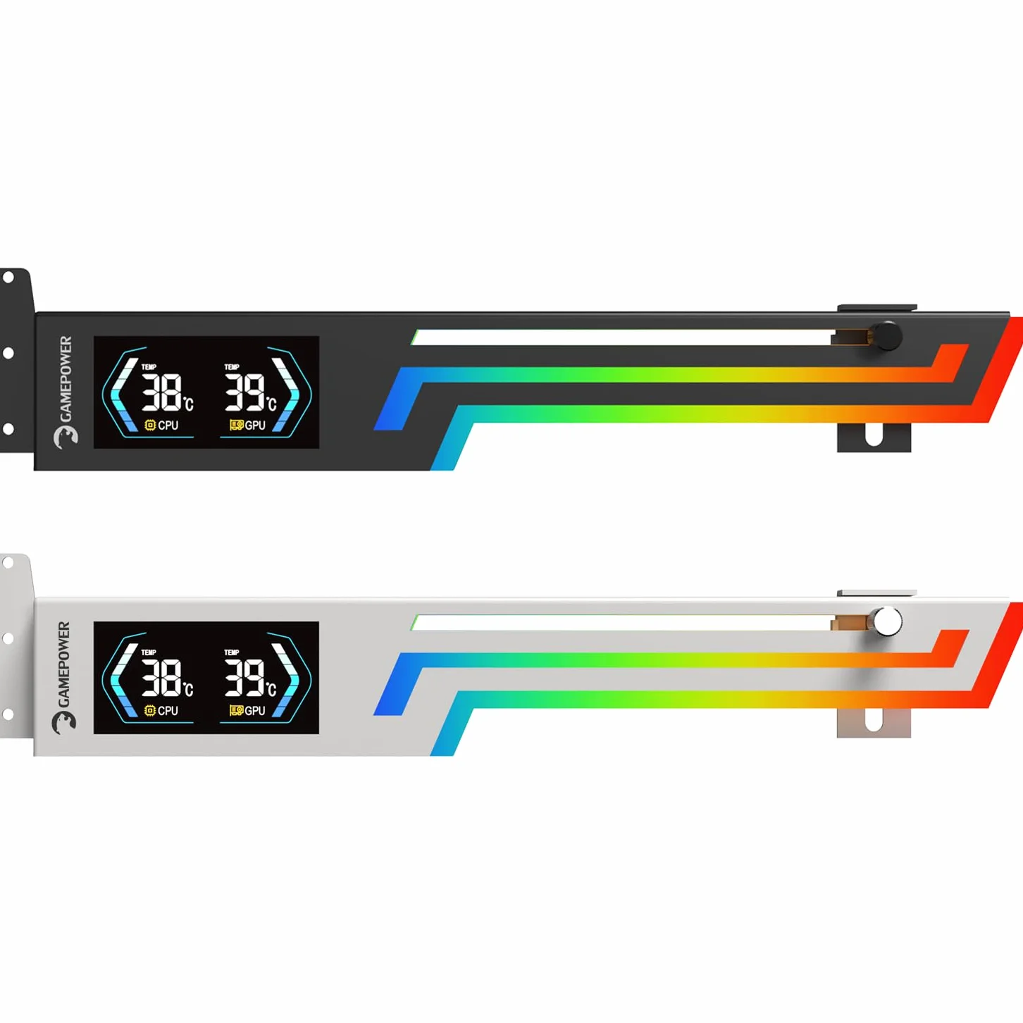 GAMEPOWER Heatsync ARGB - Supporto per scheda grafica LCD con display in tempo reale CPU/GPU, display da 2,64", sincronizzazione ARGB a 3 pin, struttura in metallo, regolabile